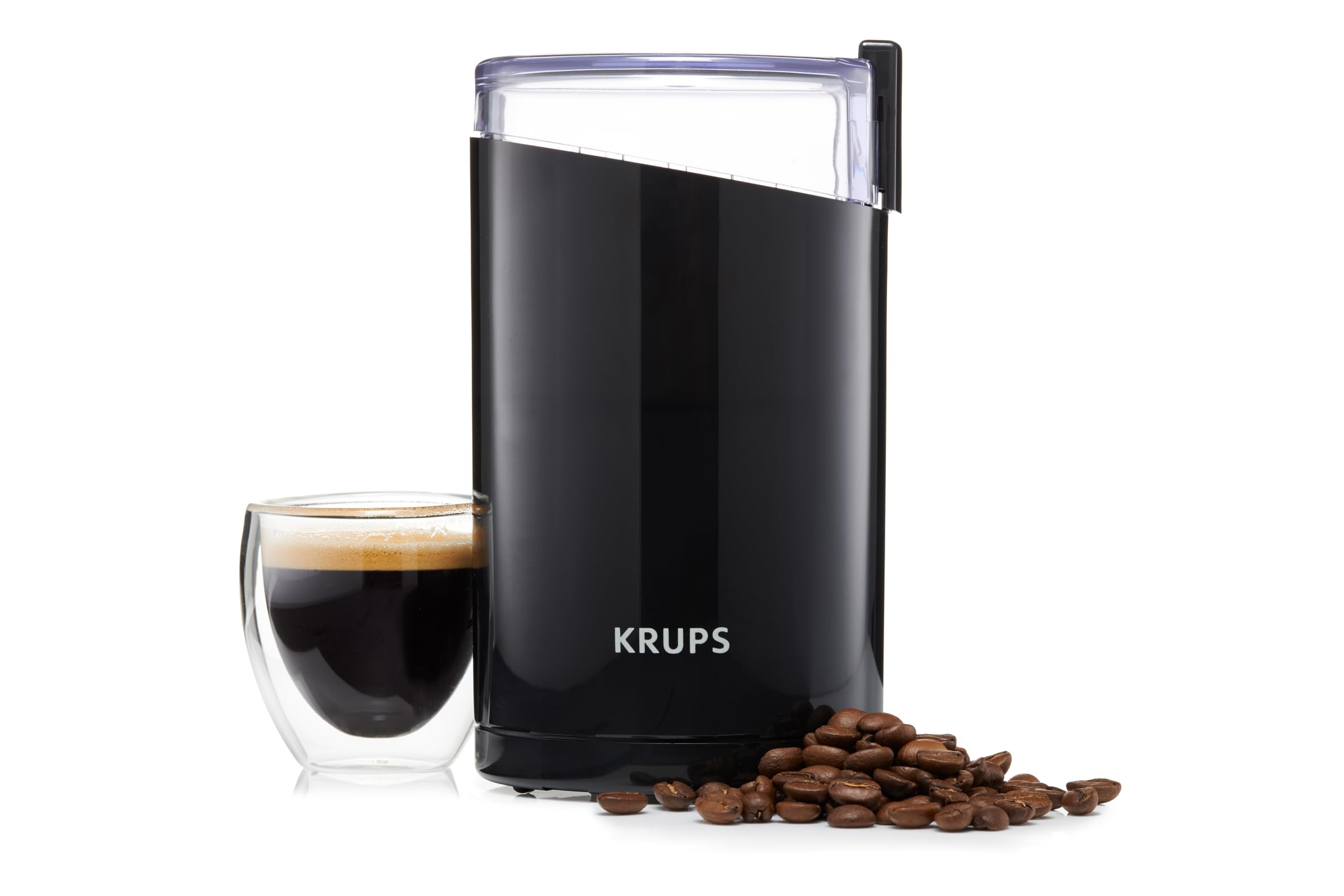 Krups Virtuoso+ Pump Espresso Machine – Compact Black Stainless-Steel Design, 15-Bar Pump for Rich Extraction, Auto Flow-Stop, 4-Button Interface & Steam Nozzle for Espresso & Cappuccino - XP444GG0