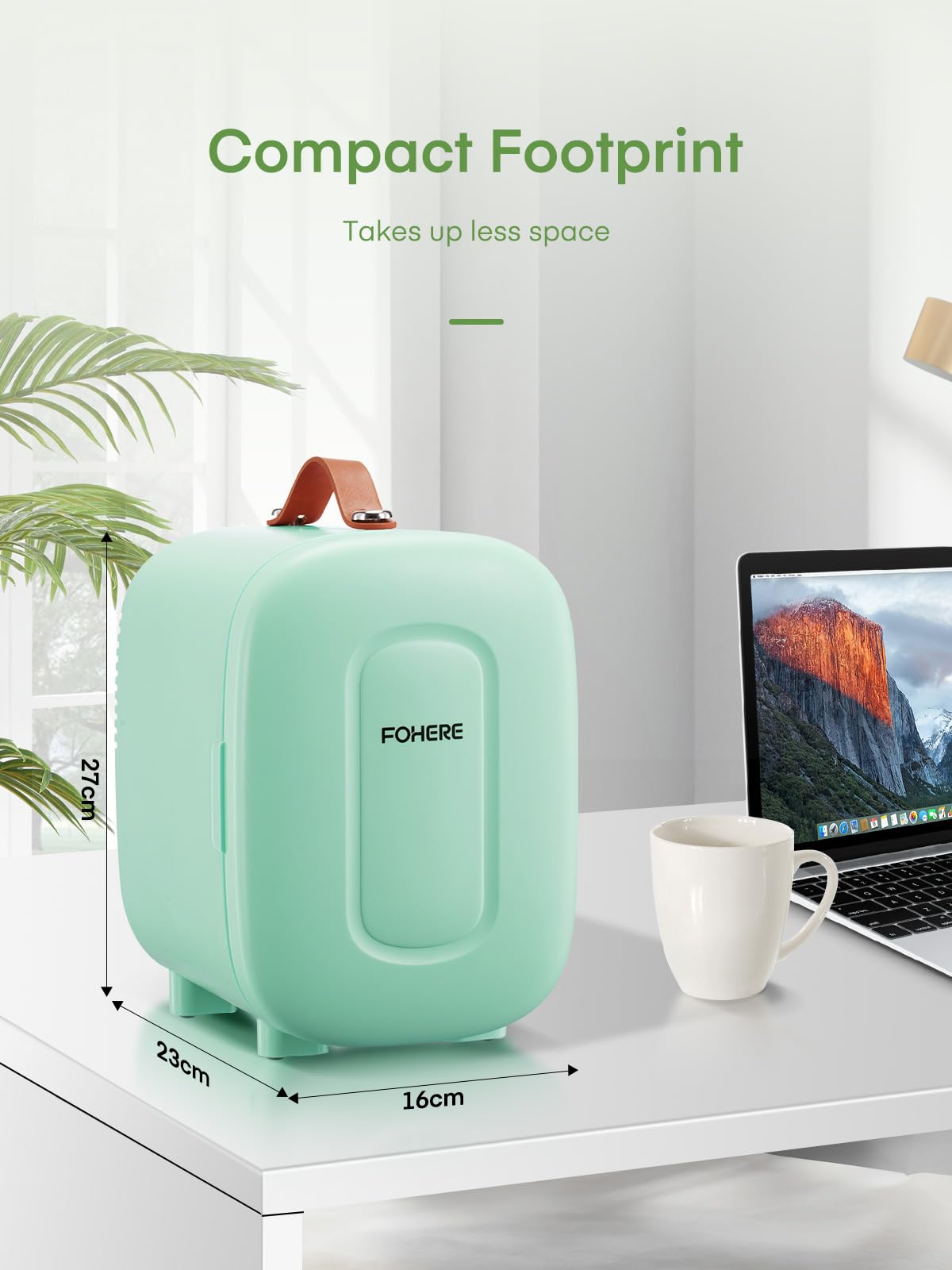 FOHERE Mini Fridge 5 Liter/6 Cans, Portable Mini Cooler & Warmer, AC+DC Power Compatibility, Small Fridge for Bedroom, Offices, Car, Skincare, Makeup, Cosmetics, Drinks, White