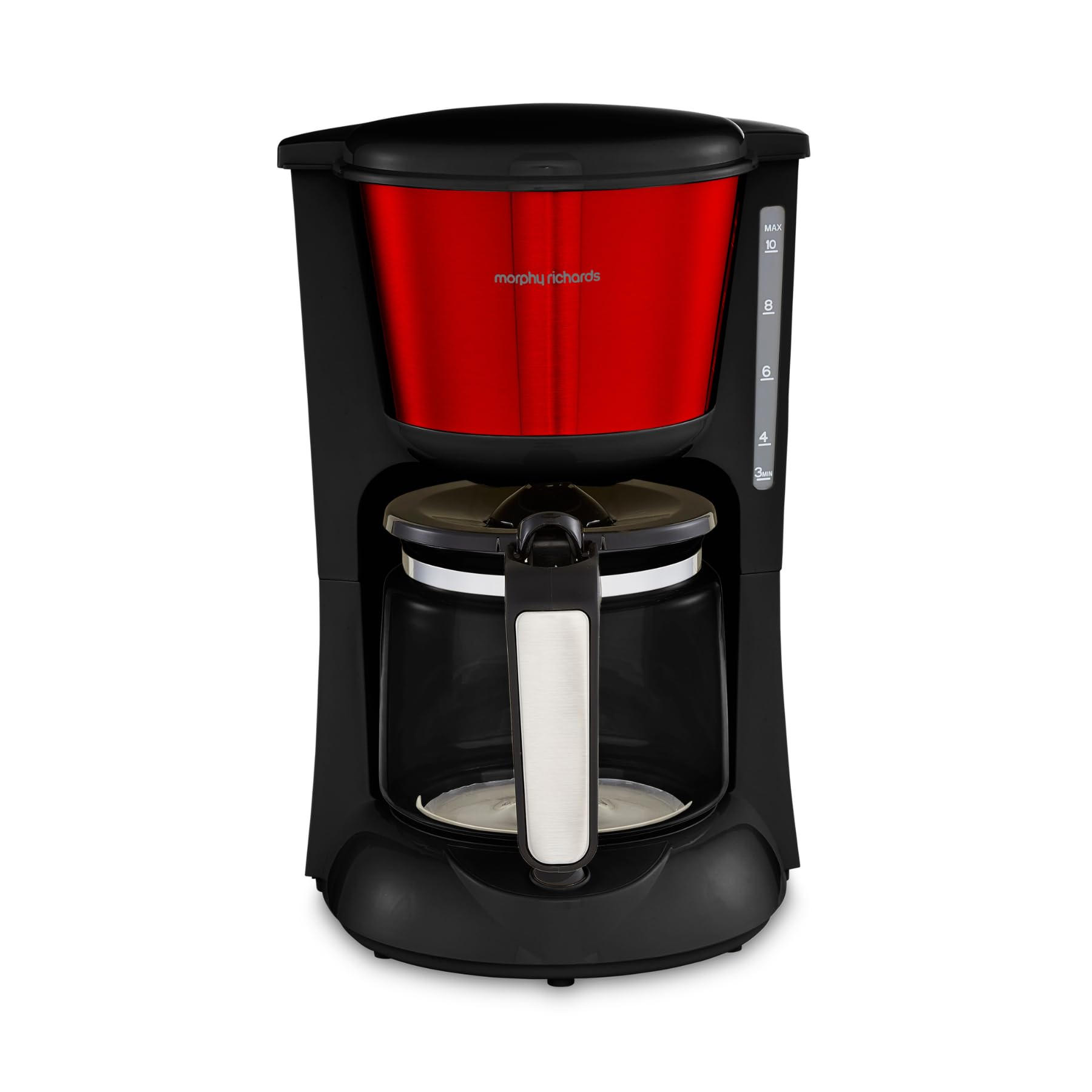 Morphy Richards Equip Filter Coffee Machine, Coffee Maker for Instant Coffee, Pour Over Technology, 10 Cup, Anti Drip, Reusable Filter, Keep Warm, Aroma Blender, Black/Brushed Steel, 162501