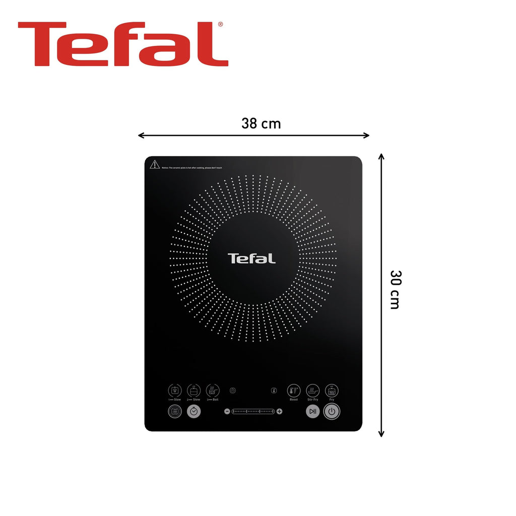 Tefal Slim Portable Induction Hob, Compact, 2100 W Power, 6 functions, Electric, Slim, Black, Easy To Clean, Black Modern Design, Cooker, Kitchen, Party IH210840