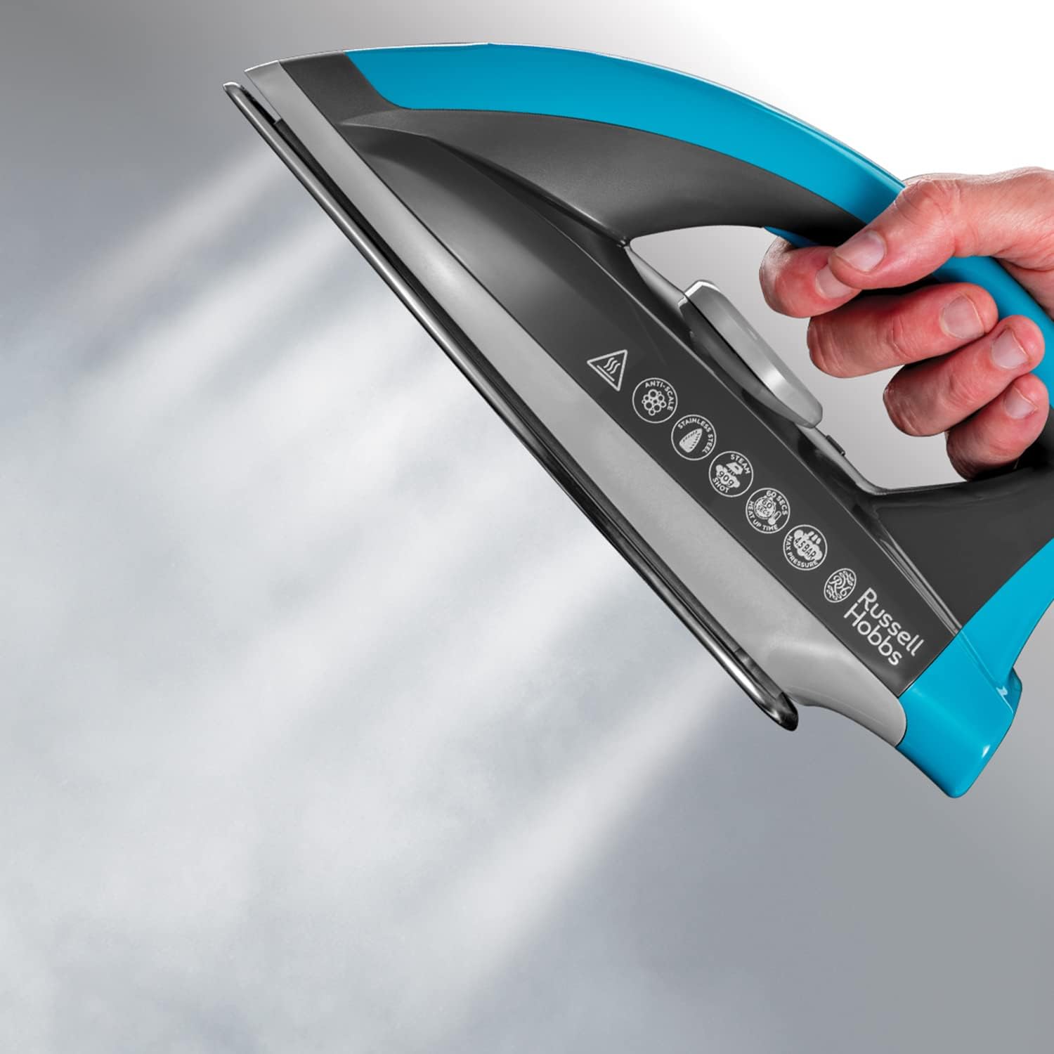 Russell Hobbs Steam Generator Iron, 1.3L Removable Water Tank, Stainless Steel Non Stick Soleplate, 110g Shot of Steam, 90g Steam Output, Cord Storage, Temp ready light, Anti Calc, 2400W 24510