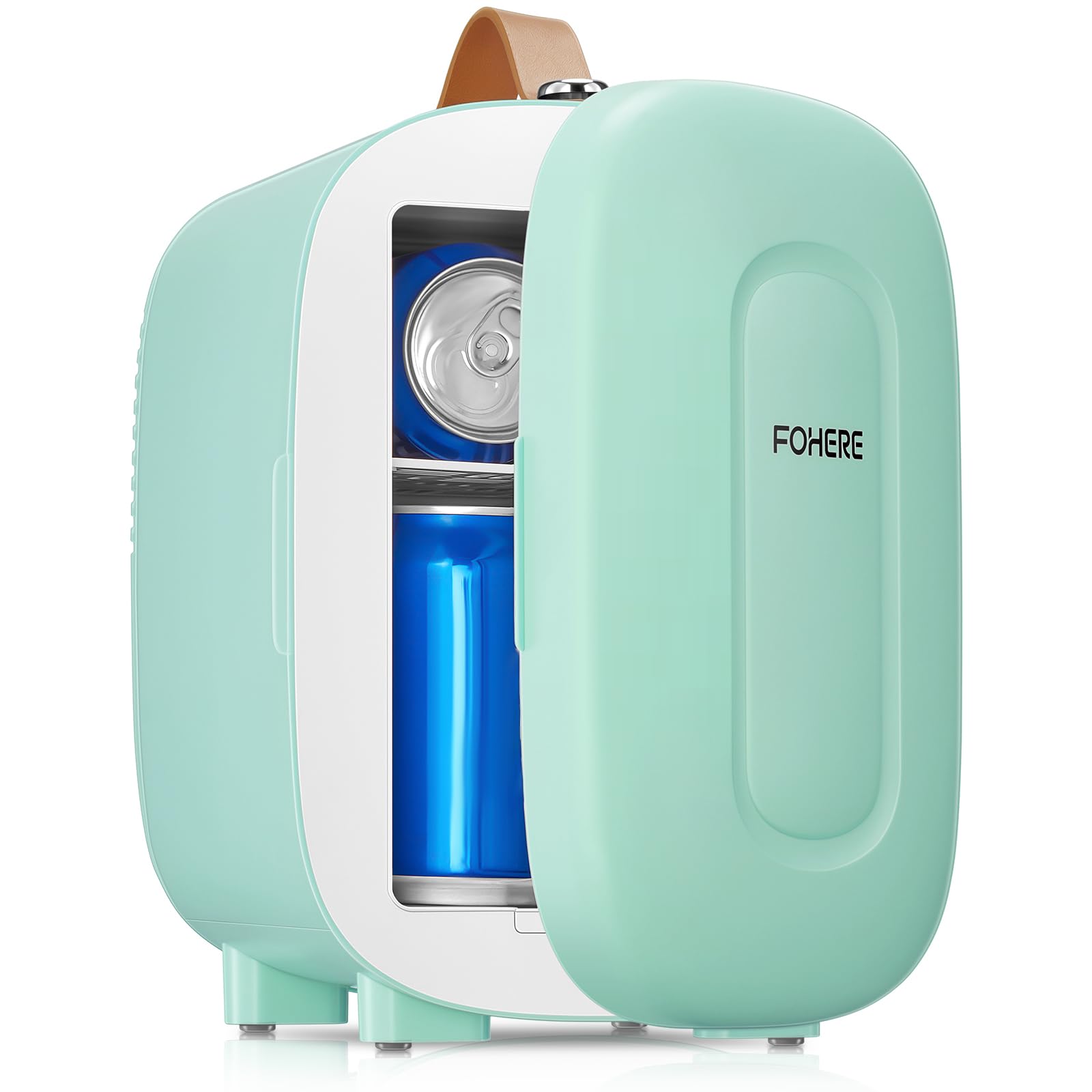 FOHERE Mini Fridge 5 Liter/6 Cans, Portable Mini Cooler & Warmer, AC+DC Power Compatibility, Small Fridge for Bedroom, Offices, Car, Skincare, Makeup, Cosmetics, Drinks, White