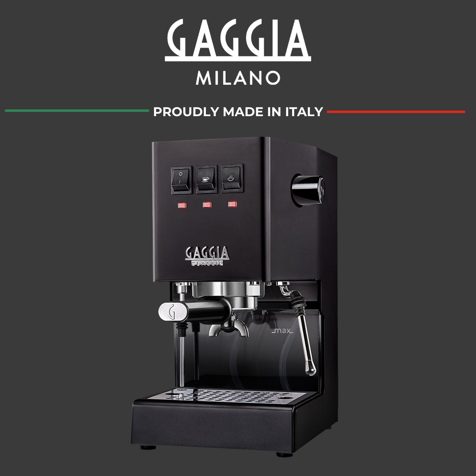 Gaggia Classic E24 Evo Pro Manual Espresso Coffee Machine Maker with Brass Boiler & Solenoid Valve - Cherry Red