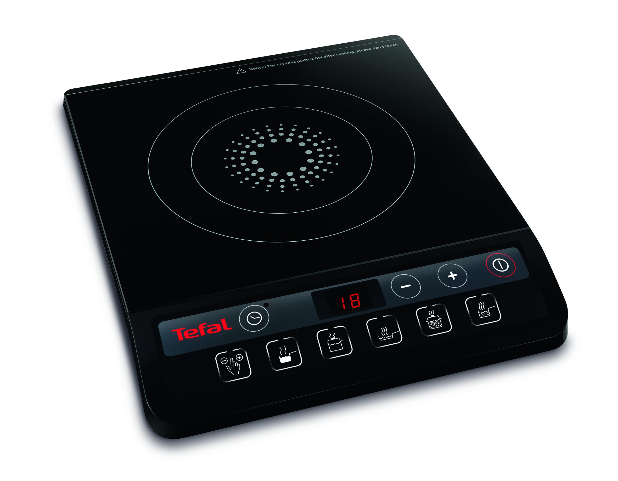 Tefal Slim Portable Induction Hob, Compact, 2100 W Power, 6 functions, Electric, Slim, Black, Easy To Clean, Black Modern Design, Cooker, Kitchen, Party IH210840