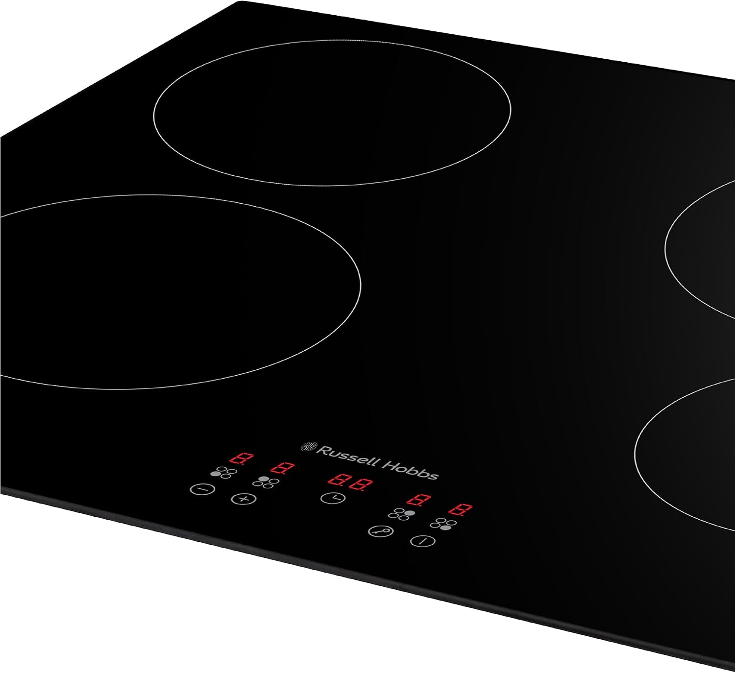 Russell Hobbs Electric Ceramic Hob 59cm Wide with 4 Cooking Zones, Electric 9 Power Levels, Touch Control & Easy Clean, Safety Cut Off, Timer & LED Display, Child Lock RH60EH413B