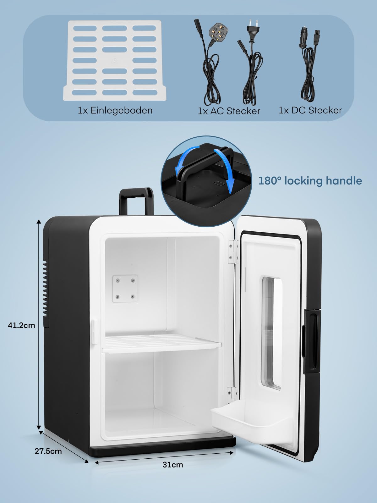 Mini Fridge for Bedrooms, 15 Liter /21 Cans Portable Small Fridge, AC+DC Power Car, Office, Thermoelectric Cooler & Warmer Skincare for Food, Drinks, Cosmetics, Max & ECO Mode, Black