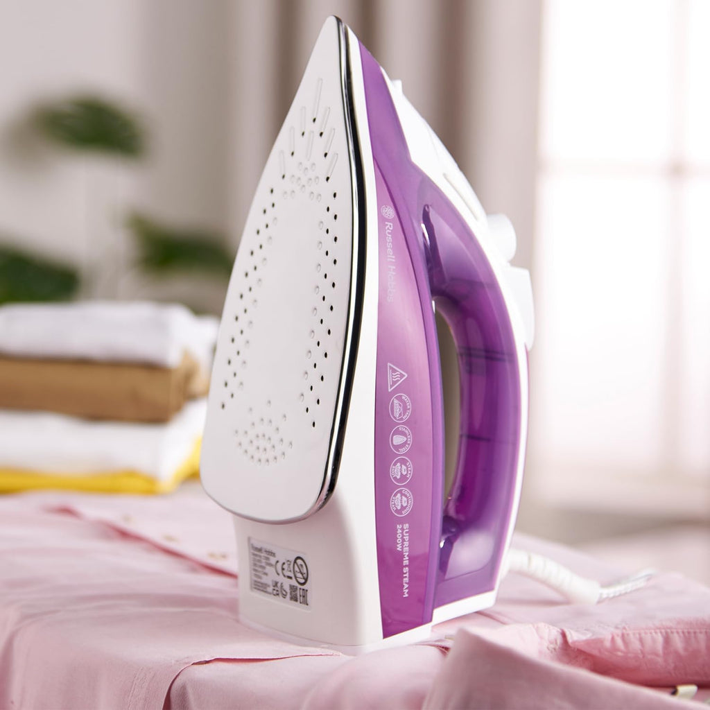 Russell Hobbs Supreme Steam Iron, Powerful Vertical steam Function, Non-Stick Stainless Steel Soleplate, Easy Fill 300ml Water Tank, 110g Steam Shot, 40g Continuous steam, 2m Cord, 2400W, 23060