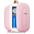 FOHERE Mini Fridge 5 Liter/6 Cans, Portable Mini Cooler & Warmer, AC+DC Power Compatibility, Small Fridge for Bedroom, Offices, Car, Skincare, Makeup, Cosmetics, Drinks, White