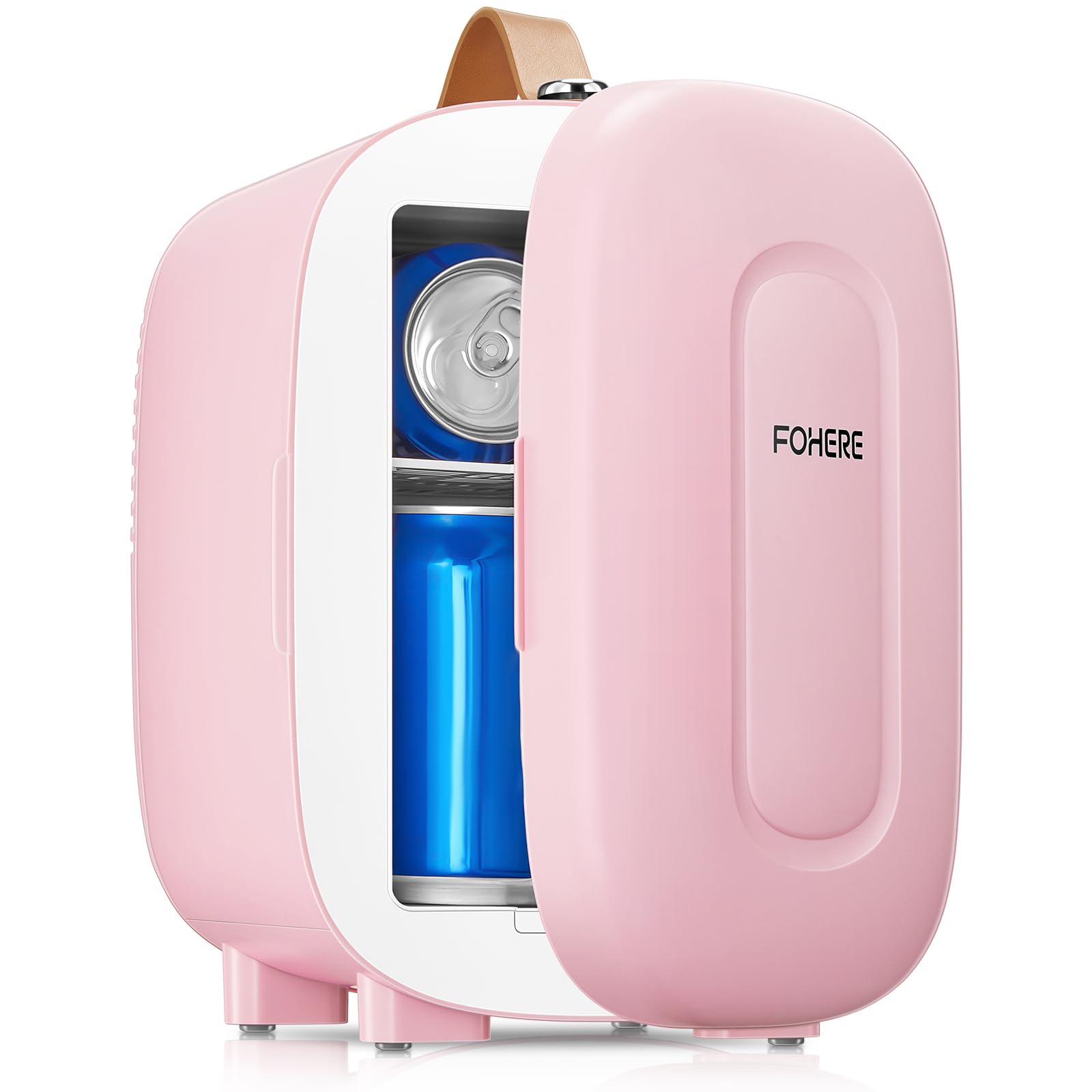 FOHERE Mini Fridge 5 Liter/6 Cans, Portable Mini Cooler & Warmer, AC+DC Power Compatibility, Small Fridge for Bedroom, Offices, Car, Skincare, Makeup, Cosmetics, Drinks, White