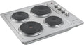Cookology 60cm Solid Plate Electric Hob - 4 Cooking Zones - Built-in Worktop - 6 Heat Settings - Rotary Dials - Stainless Steel