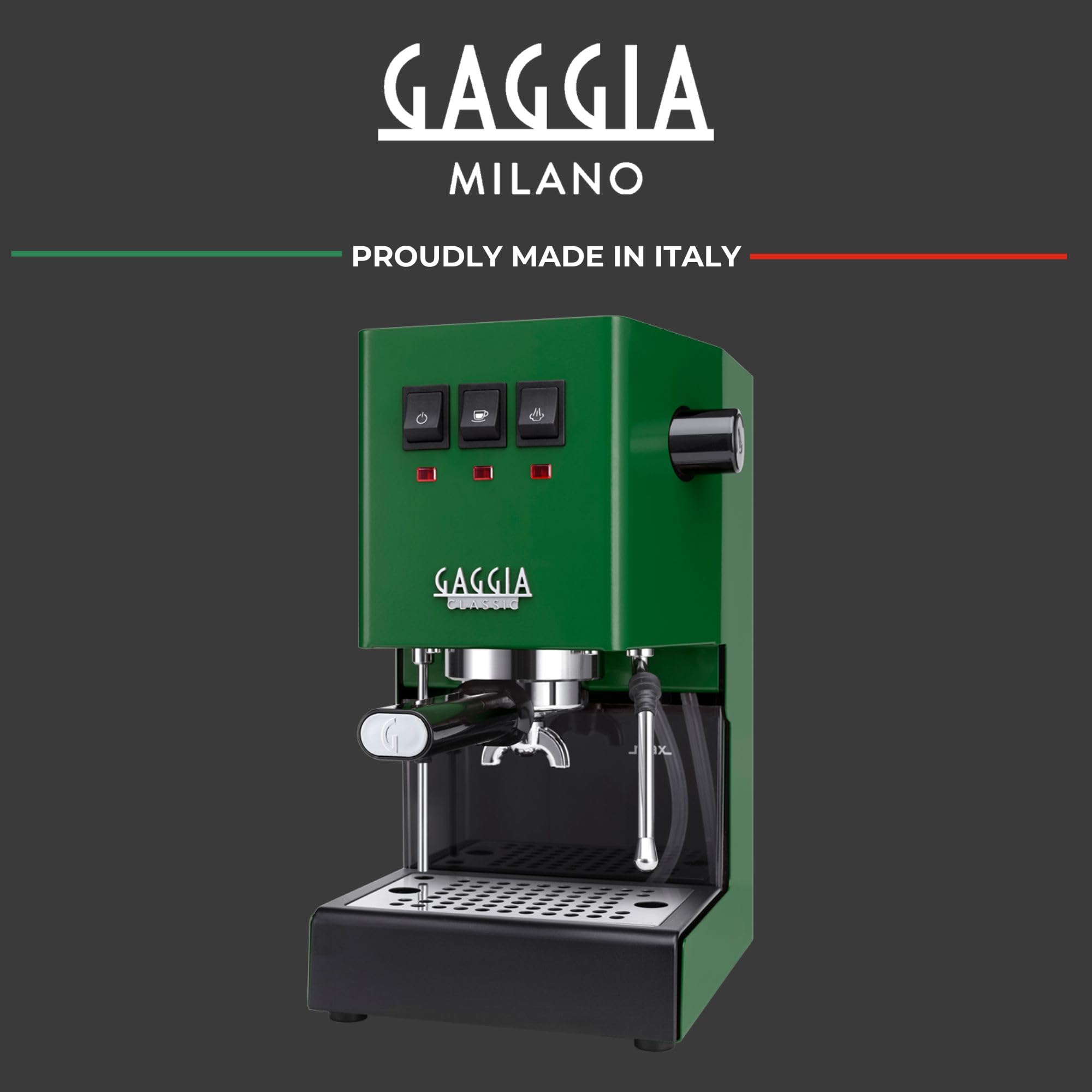Gaggia Classic E24 Evo Pro Manual Espresso Coffee Machine Maker with Brass Boiler & Solenoid Valve - Cherry Red