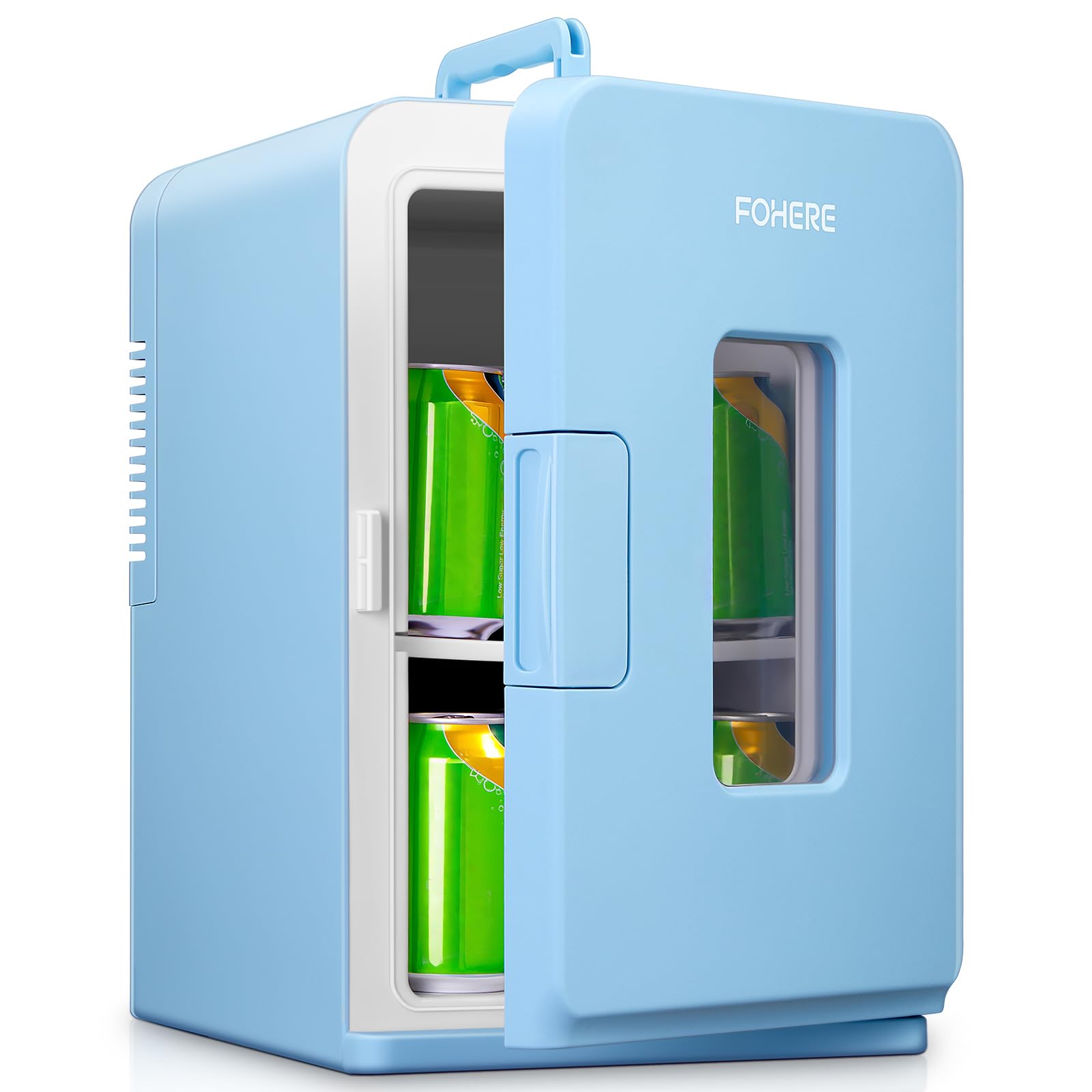 Mini Fridge for Bedrooms, 15 Liter /21 Cans Portable Small Fridge, AC+DC Power Car, Office, Thermoelectric Cooler & Warmer Skincare for Food, Drinks, Cosmetics, Max & ECO Mode, Black