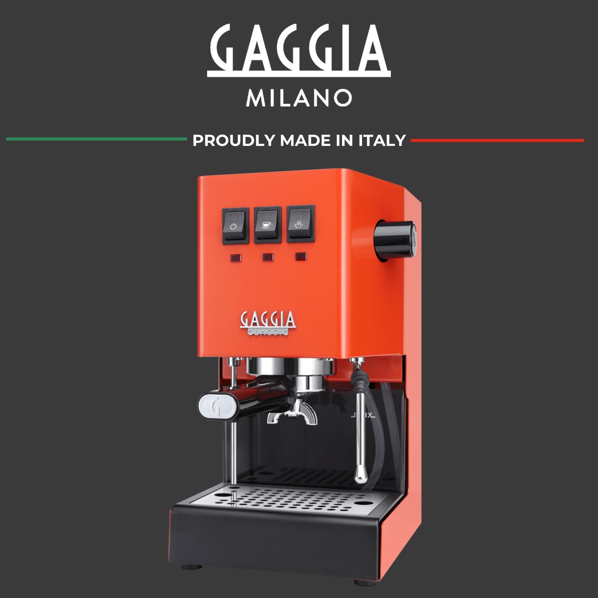 Gaggia Classic E24 Evo Pro Manual Espresso Coffee Machine Maker with Brass Boiler & Solenoid Valve - Cherry Red