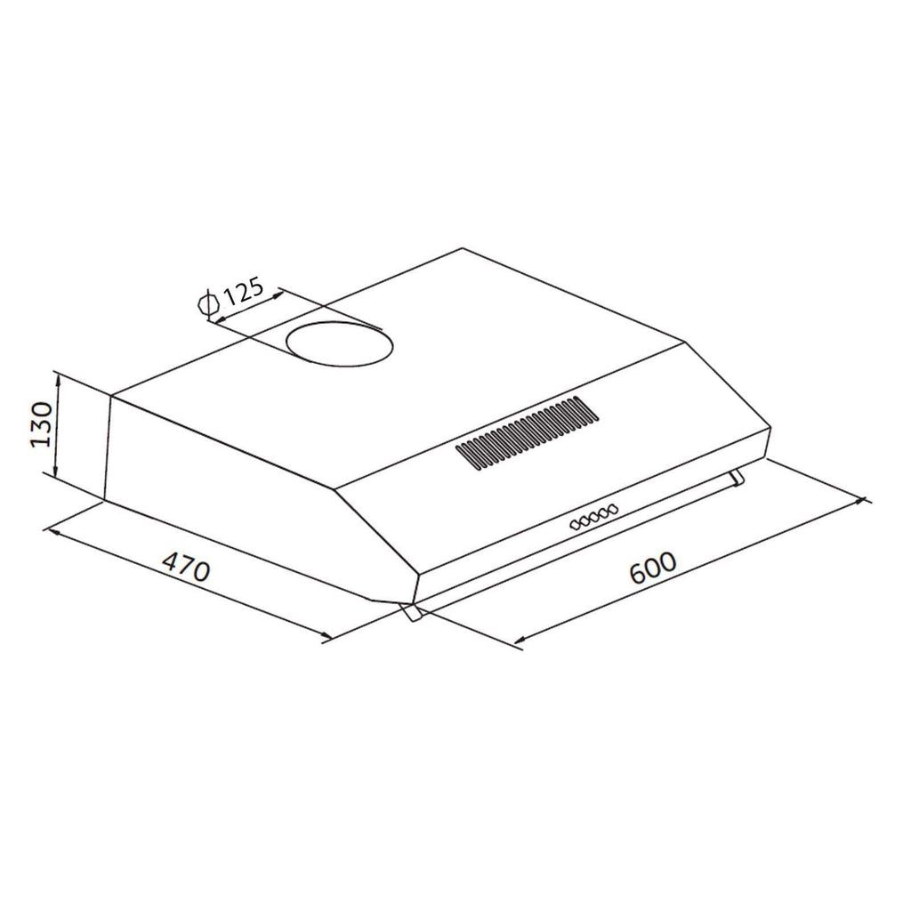 SIA VSR60WH 60cm Visor Cooker Hood, Kitchen Extractor Fan, Under Cabinet Wall Mounted, Top Vented, White