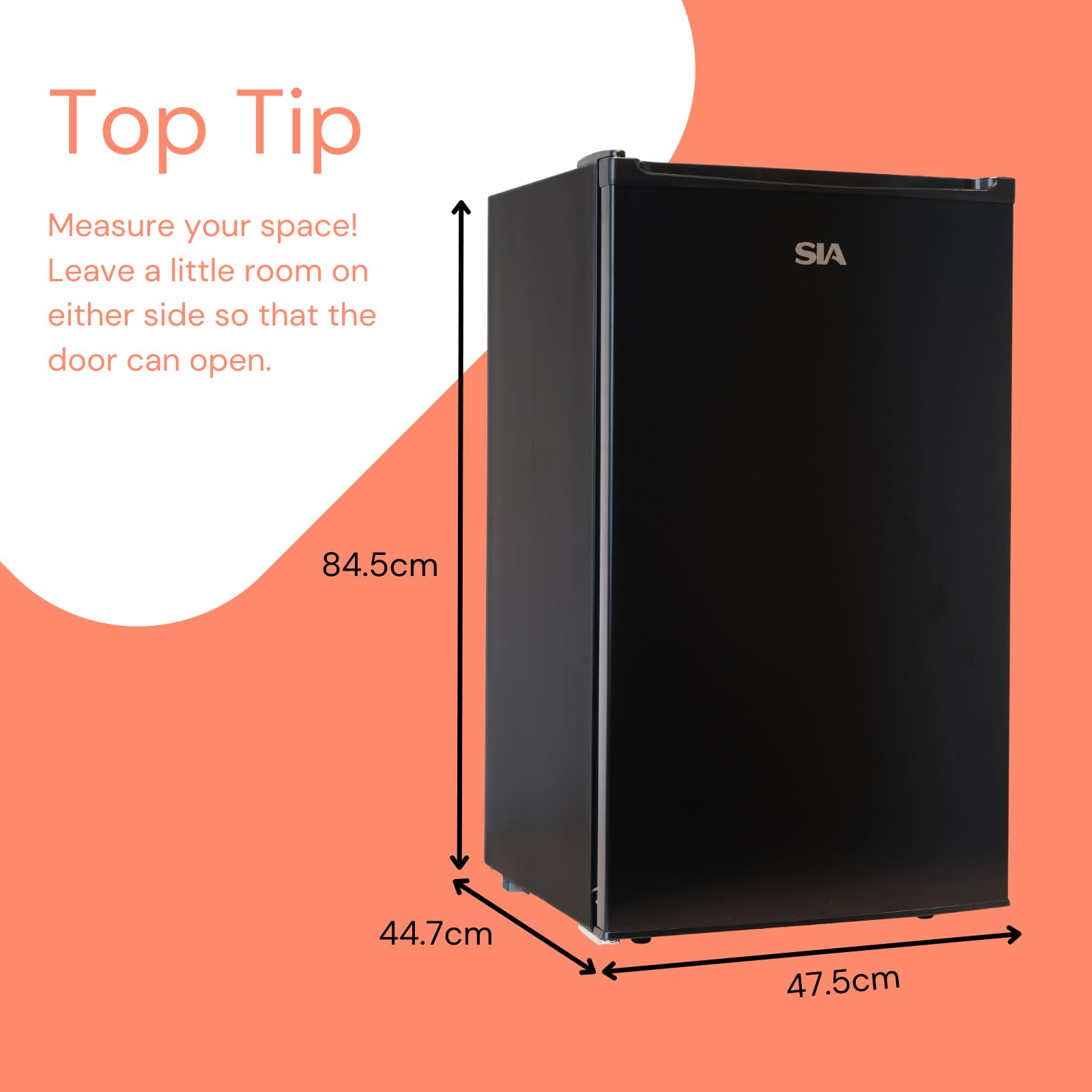 SIA LFS01WH 48cm White Freestanding 91L Under Counter Larder Fridge