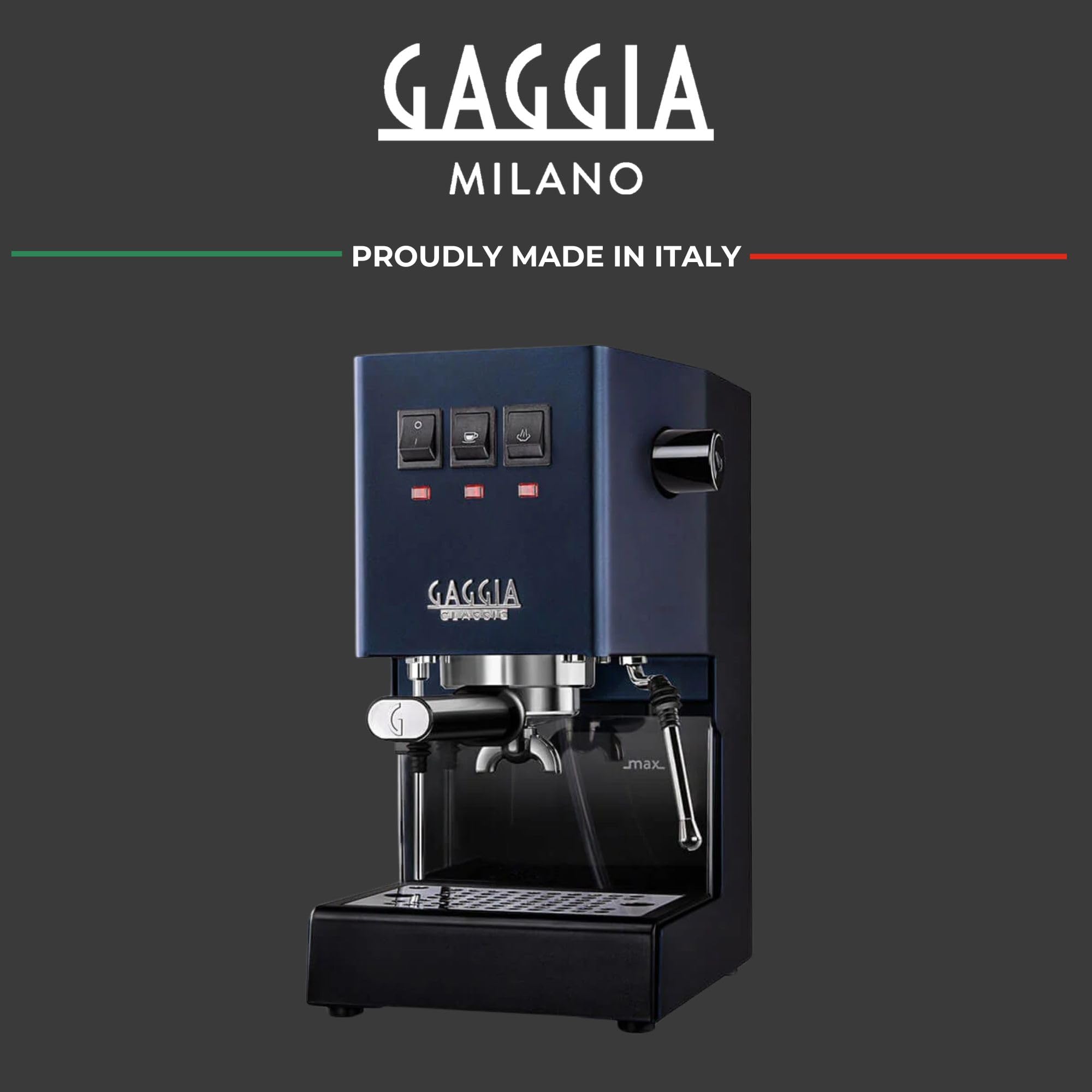 Gaggia Classic E24 Evo Pro Manual Espresso Coffee Machine Maker with Brass Boiler & Solenoid Valve - Cherry Red