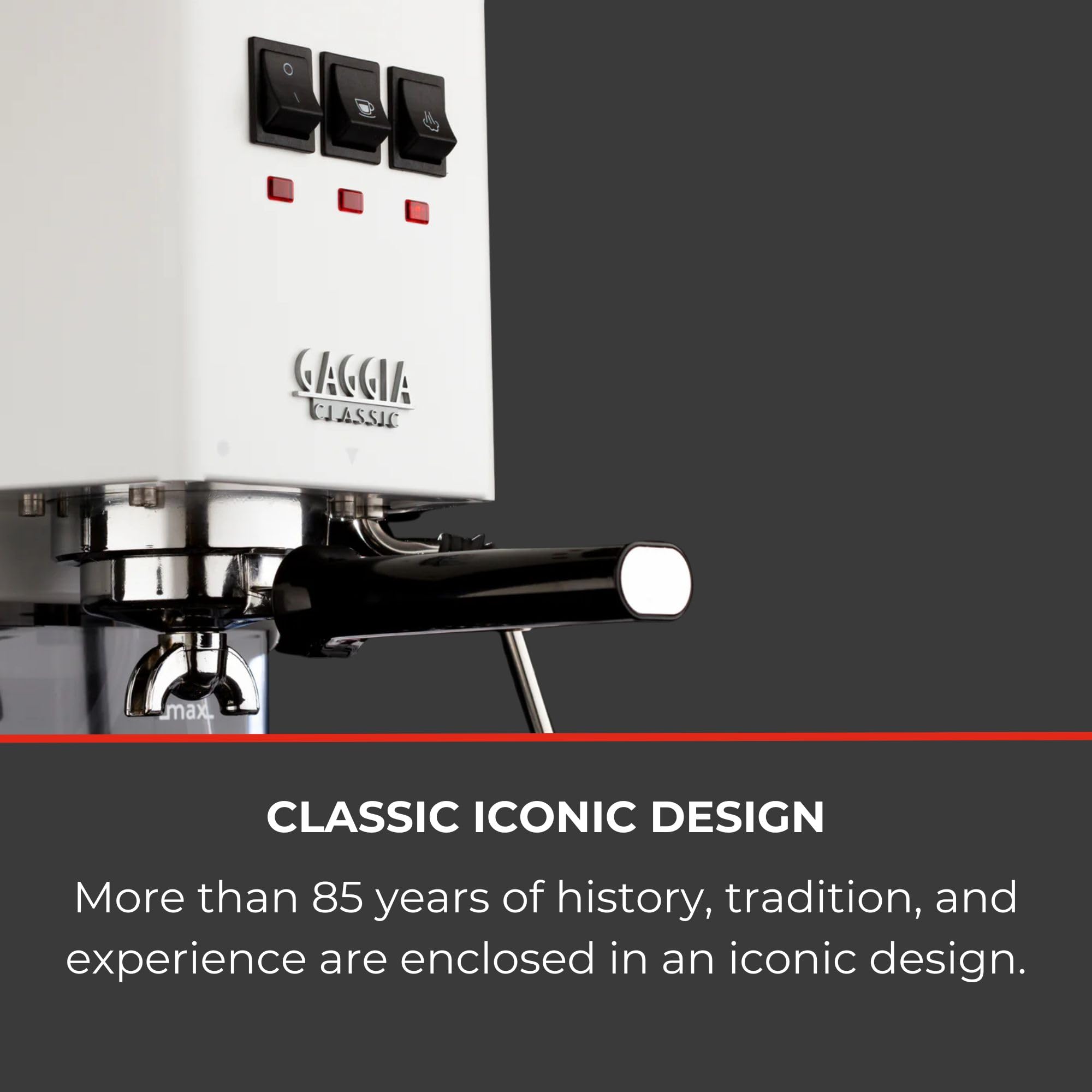 Gaggia Classic E24 Evo Pro Manual Espresso Coffee Machine Maker with Brass Boiler & Solenoid Valve - Cherry Red
