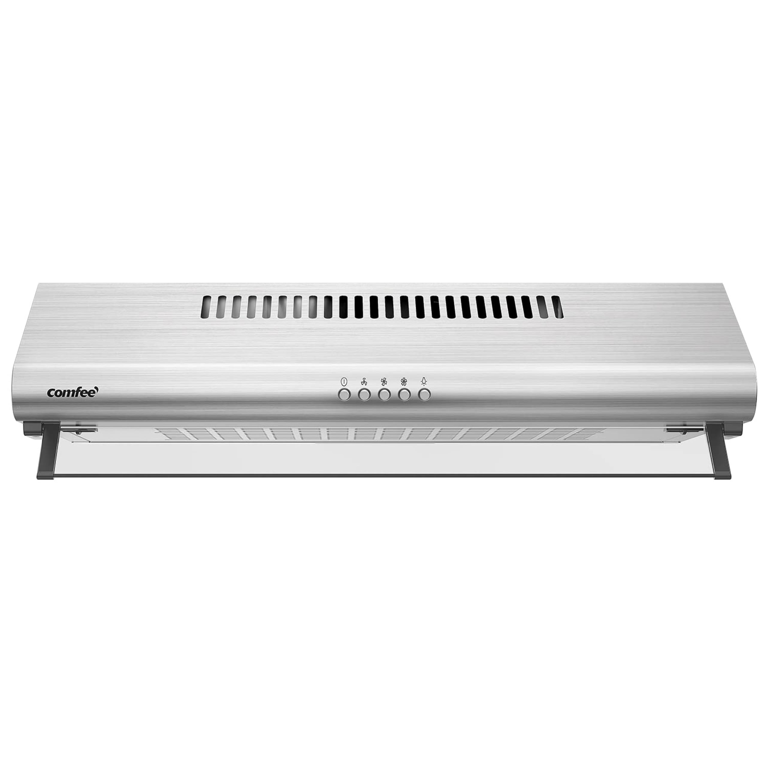 COMFEE' Visor Cooker Hood SLIF17SS-60 LED Extractor Hood Under Cabinet Hood Wall Mounted Extractor Fan Kitchen 60cm Top Vented Range Hood - Stainless Steel