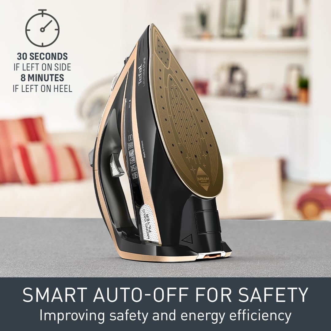 Tefal Ultimate Pure Steam Iron 3100W, 280 g/min Steam Boost, 60 g/min Continuous Steam, 350ml Water Tank and Long Power Cord, Durilium Non Stick Soleplate, Anti Scale Anti Drip, FV9843G0