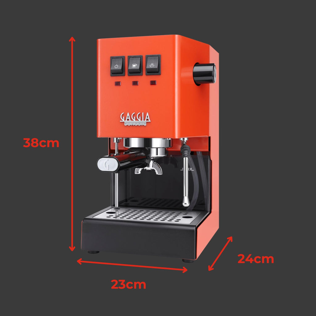 Gaggia Classic E24 Evo Pro Manual Espresso Coffee Machine Maker with Brass Boiler & Solenoid Valve - Cherry Red