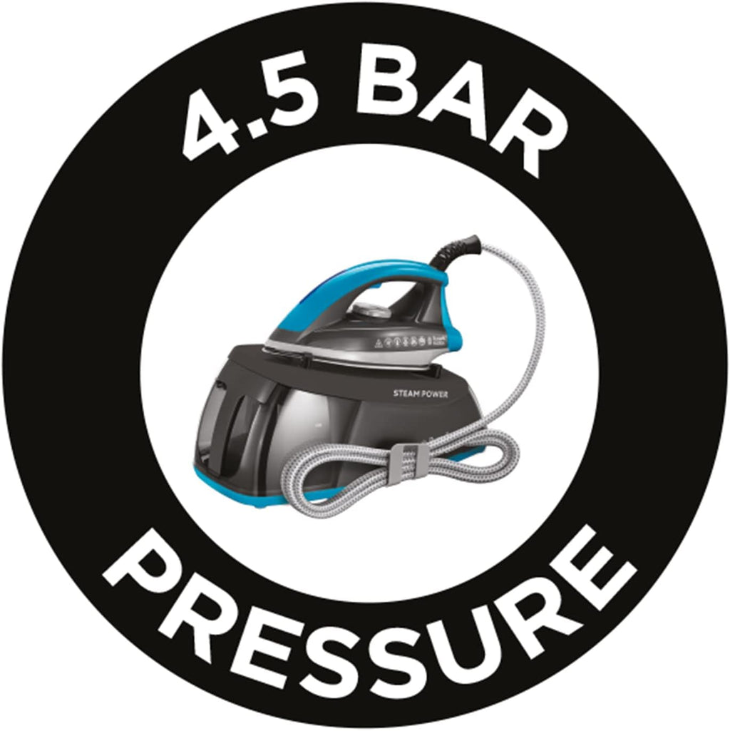 Russell Hobbs Steam Generator Iron, 1.3L Removable Water Tank, Stainless Steel Non Stick Soleplate, 110g Shot of Steam, 90g Steam Output, Cord Storage, Temp ready light, Anti Calc, 2400W 24510