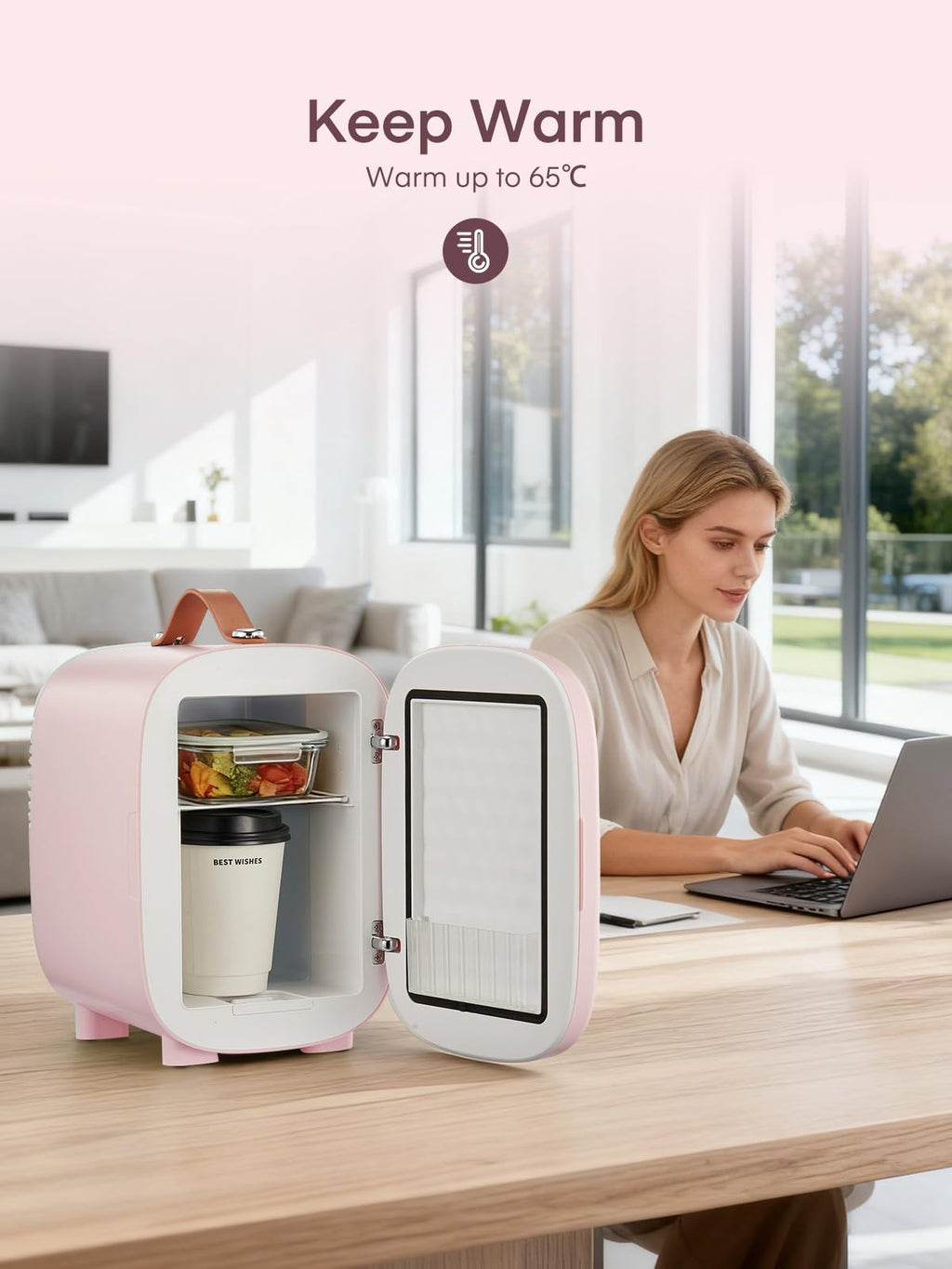 FOHERE Mini Fridge 5 Liter/6 Cans, Portable Mini Cooler & Warmer, AC+DC Power Compatibility, Small Fridge for Bedroom, Offices, Car, Skincare, Makeup, Cosmetics, Drinks, White