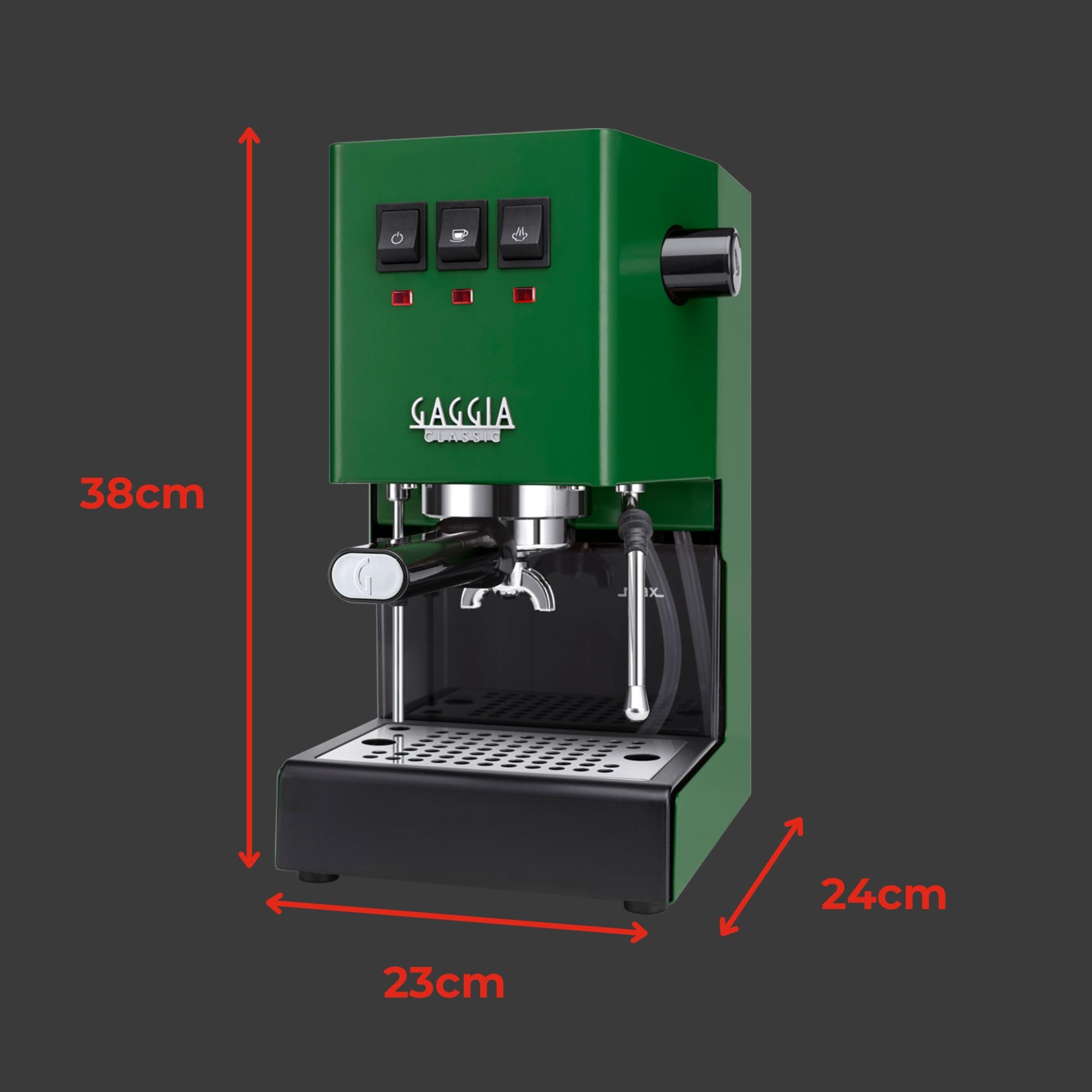 Gaggia Classic E24 Evo Pro Manual Espresso Coffee Machine Maker with Brass Boiler & Solenoid Valve - Cherry Red