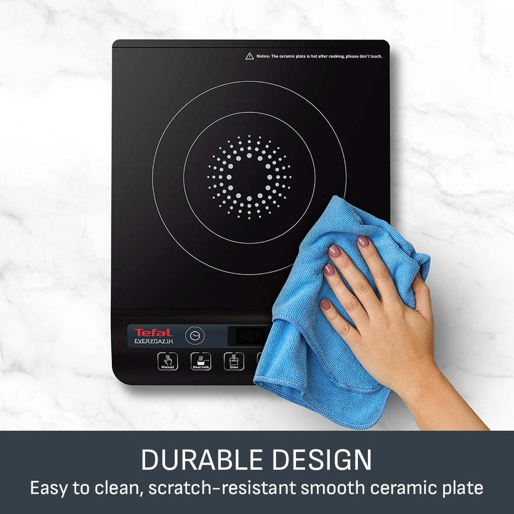 Tefal Slim Portable Induction Hob, Compact, 2100 W Power, 6 functions, Electric, Slim, Black, Easy To Clean, Black Modern Design, Cooker, Kitchen, Party IH210840