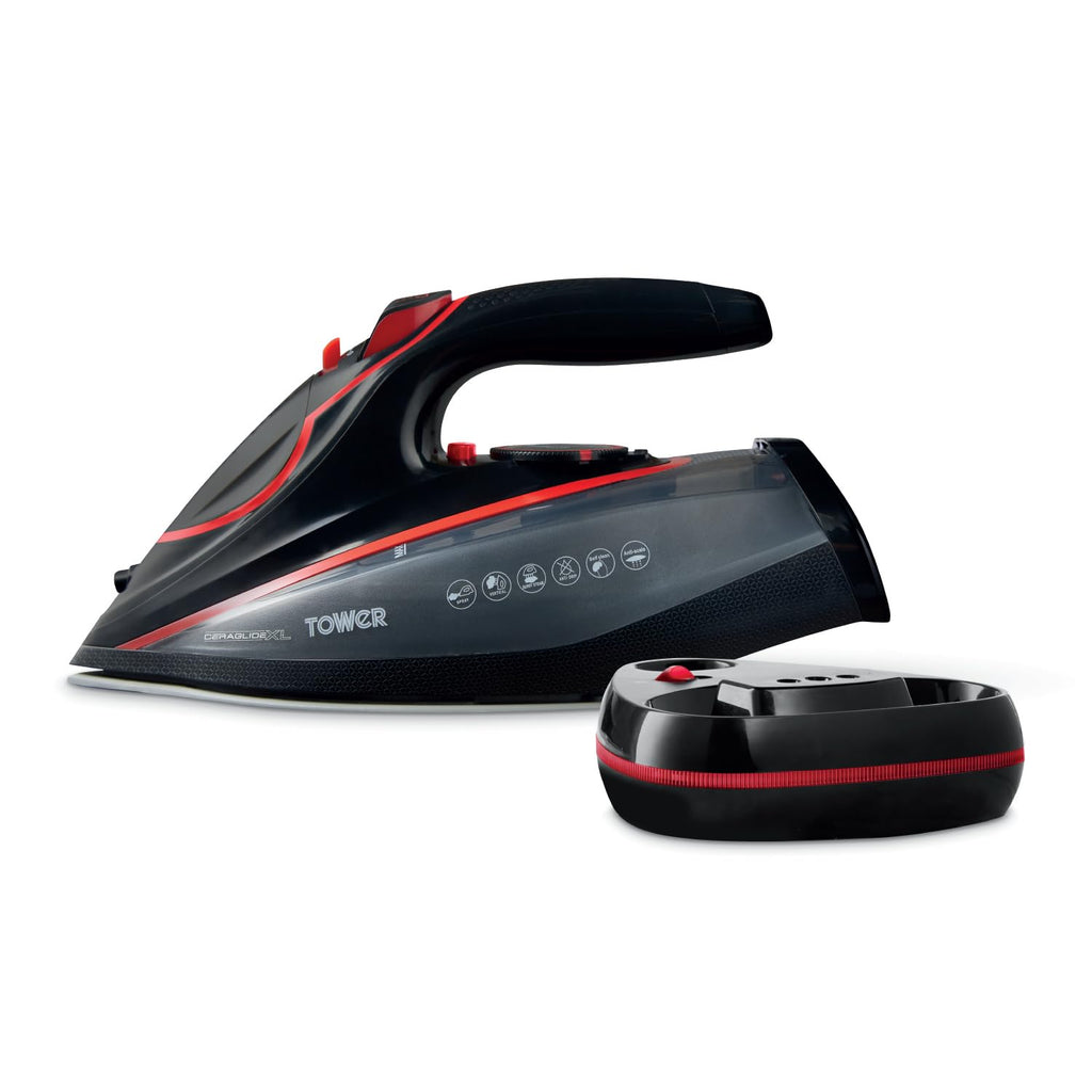 Tower T22008 CeraGlide Cordless Steam Iron with Ceramic Soleplate and Variable Steam Function, 2400 W, Purple