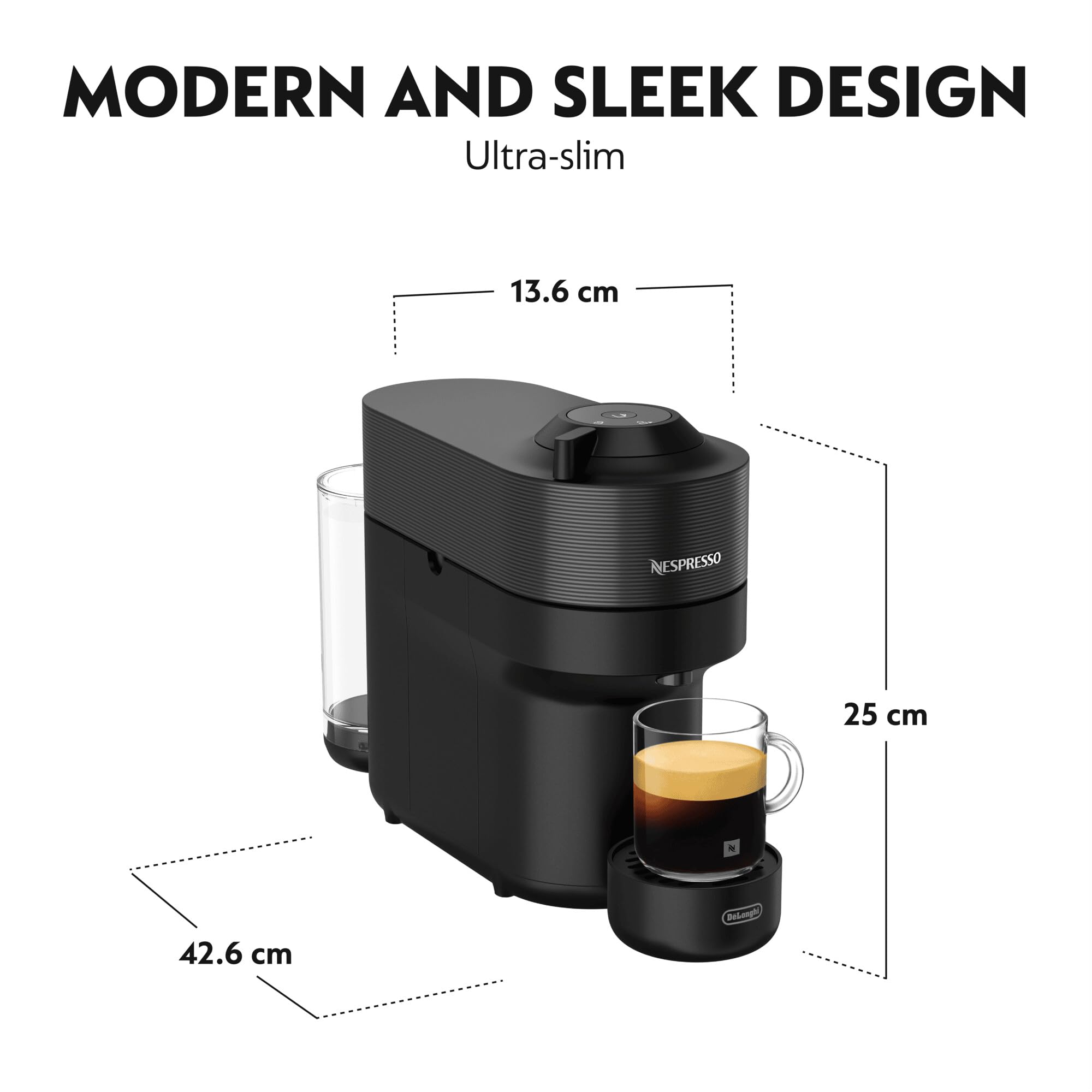 Nespresso Vertuo Pop Coffee Machine by De'Longhi, Over 40 Varieties of Pods, 6 Coffee Cup Sizes, Espresso, Cappuccino, Starter Capsule Set Included, ENV90.P, Pink