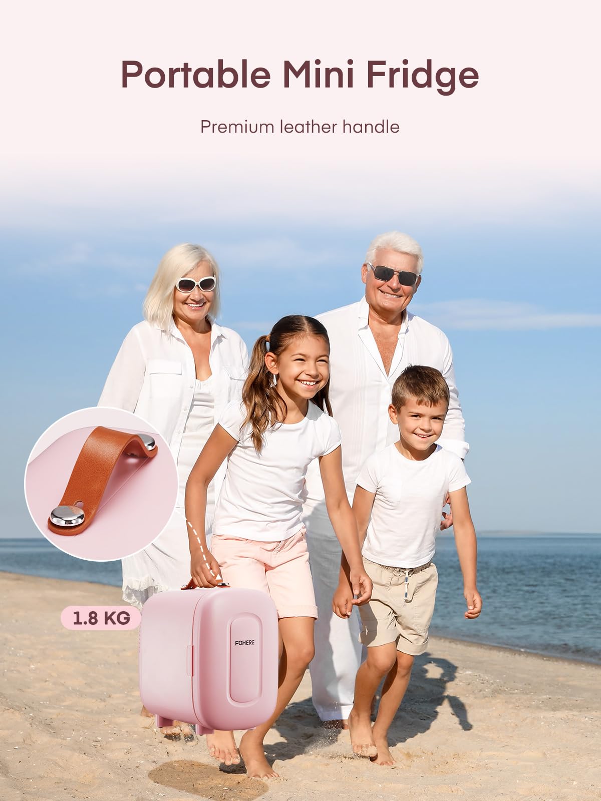 FOHERE Mini Fridge 5 Liter/6 Cans, Portable Mini Cooler & Warmer, AC+DC Power Compatibility, Small Fridge for Bedroom, Offices, Car, Skincare, Makeup, Cosmetics, Drinks, White