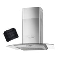 Russell Hobbs 60cm Curved Glass Cooker Hood in Stainless Steel with 3 Speed Settings, 1 x Carbon Filter, Extraction or Recirculation, 540m³/h Extraction Rate, A+ Energy Rating, RH60GCH92A1SS