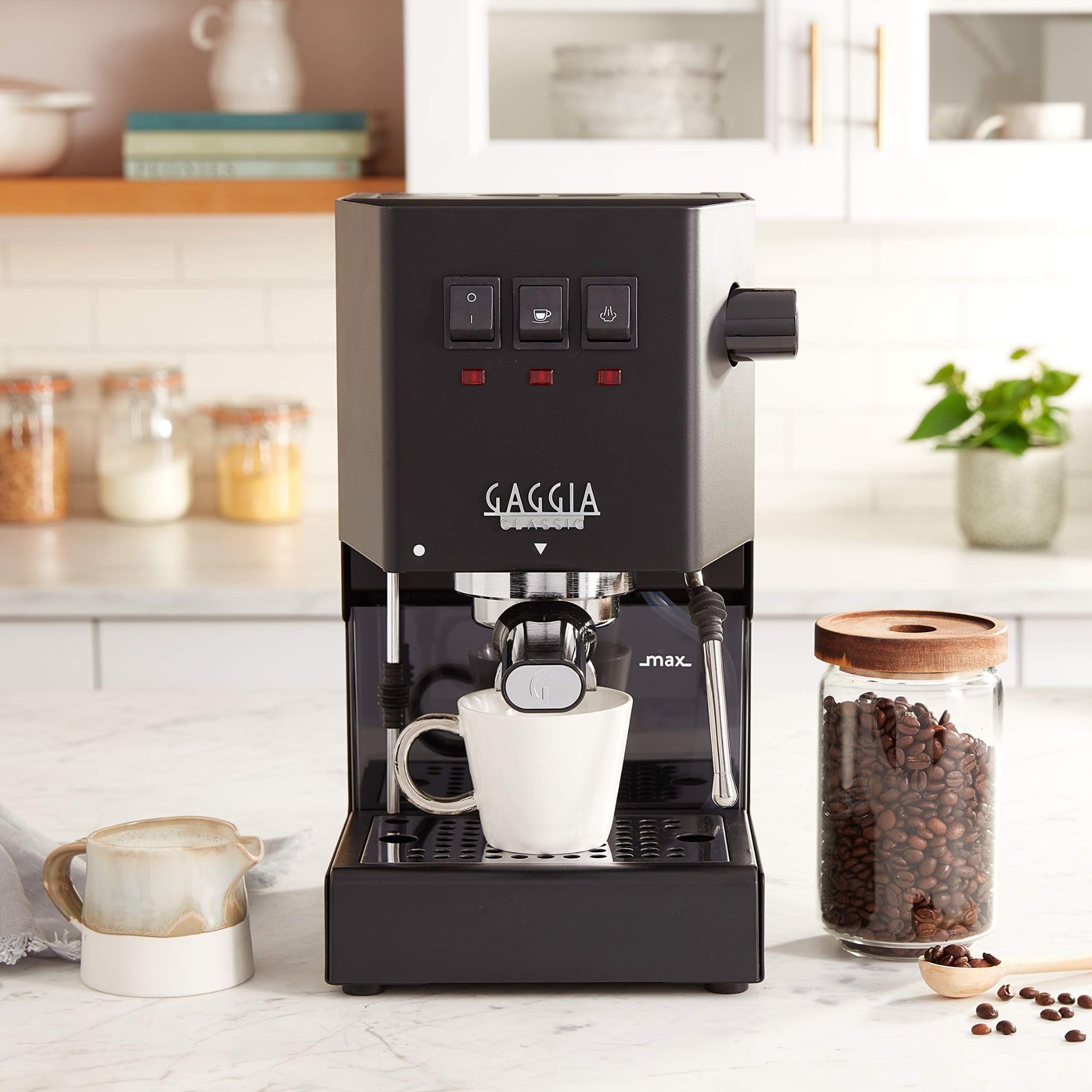 Gaggia Classic E24 Evo Pro Manual Espresso Coffee Machine Maker with Brass Boiler & Solenoid Valve - Cherry Red