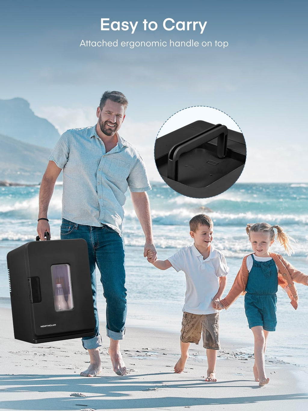 Mini Fridge for Bedrooms, 15 Liter /21 Cans Portable Small Fridge, AC+DC Power Car, Office, Thermoelectric Cooler & Warmer Skincare for Food, Drinks, Cosmetics, Max & ECO Mode, Black