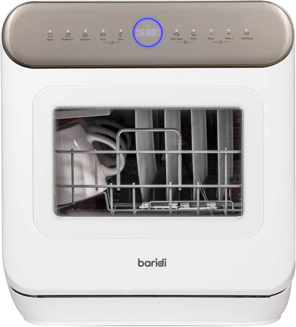 Baridi Mini Portable Tabletop 6L Dishwasher with 3 Place Settings, 7 Wash Functions - DH72