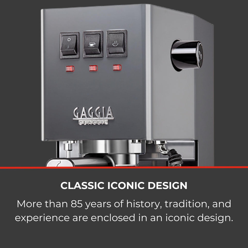 Gaggia Classic E24 Evo Pro Manual Espresso Coffee Machine Maker with Brass Boiler & Solenoid Valve - Cherry Red