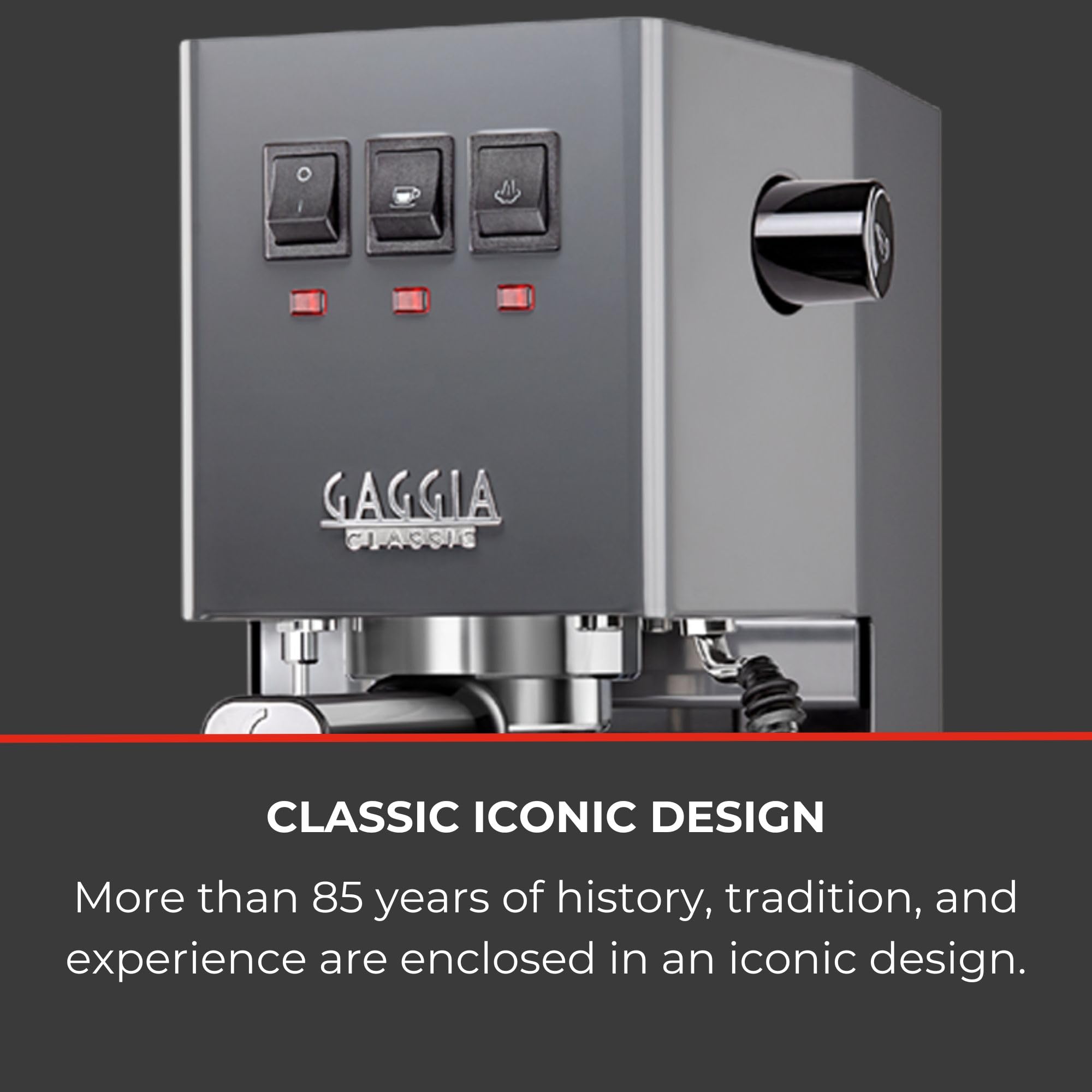 Gaggia Classic E24 Evo Pro Manual Espresso Coffee Machine Maker with Brass Boiler & Solenoid Valve - Cherry Red