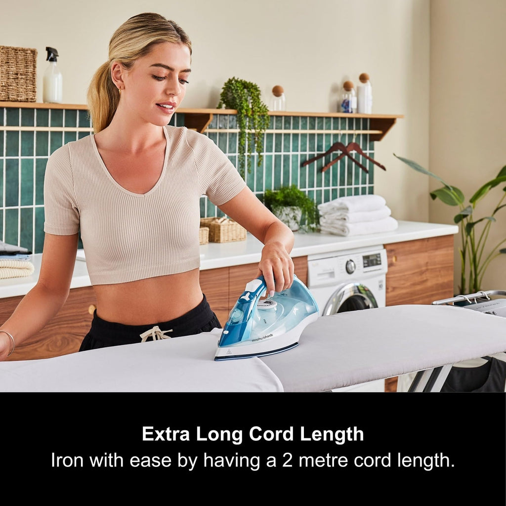 Morphy Richards Crystal Clear Steam Iron, Ceramic Non-stick Soleplate, 120g Steam Boost, 35g Steam Output, 350ml Water tank, Self-Clean, Auto Switch off, 2.5m Cord, 2400W, Gold & Black, 300302