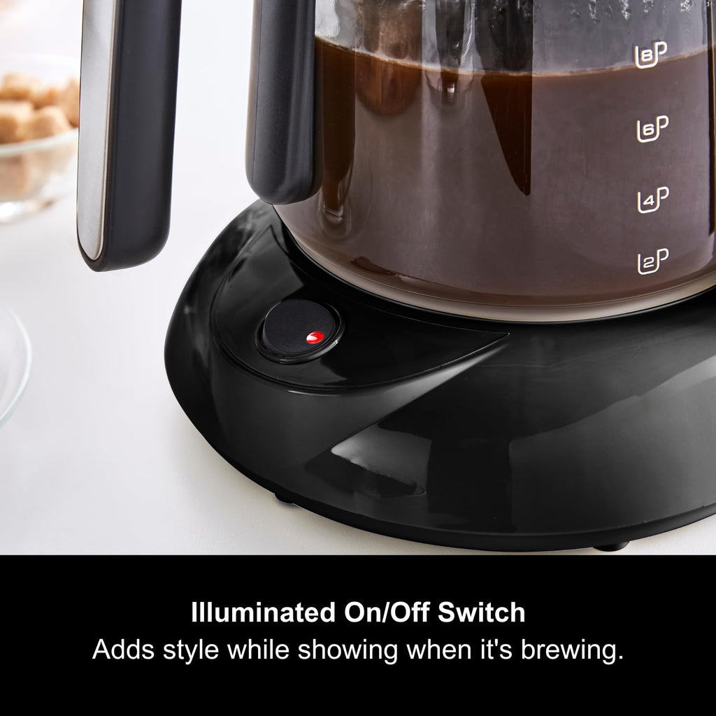 Morphy Richards Equip Filter Coffee Machine, Coffee Maker for Instant Coffee, Pour Over Technology, 10 Cup, Anti Drip, Reusable Filter, Keep Warm, Aroma Blender, Black/Brushed Steel, 162501