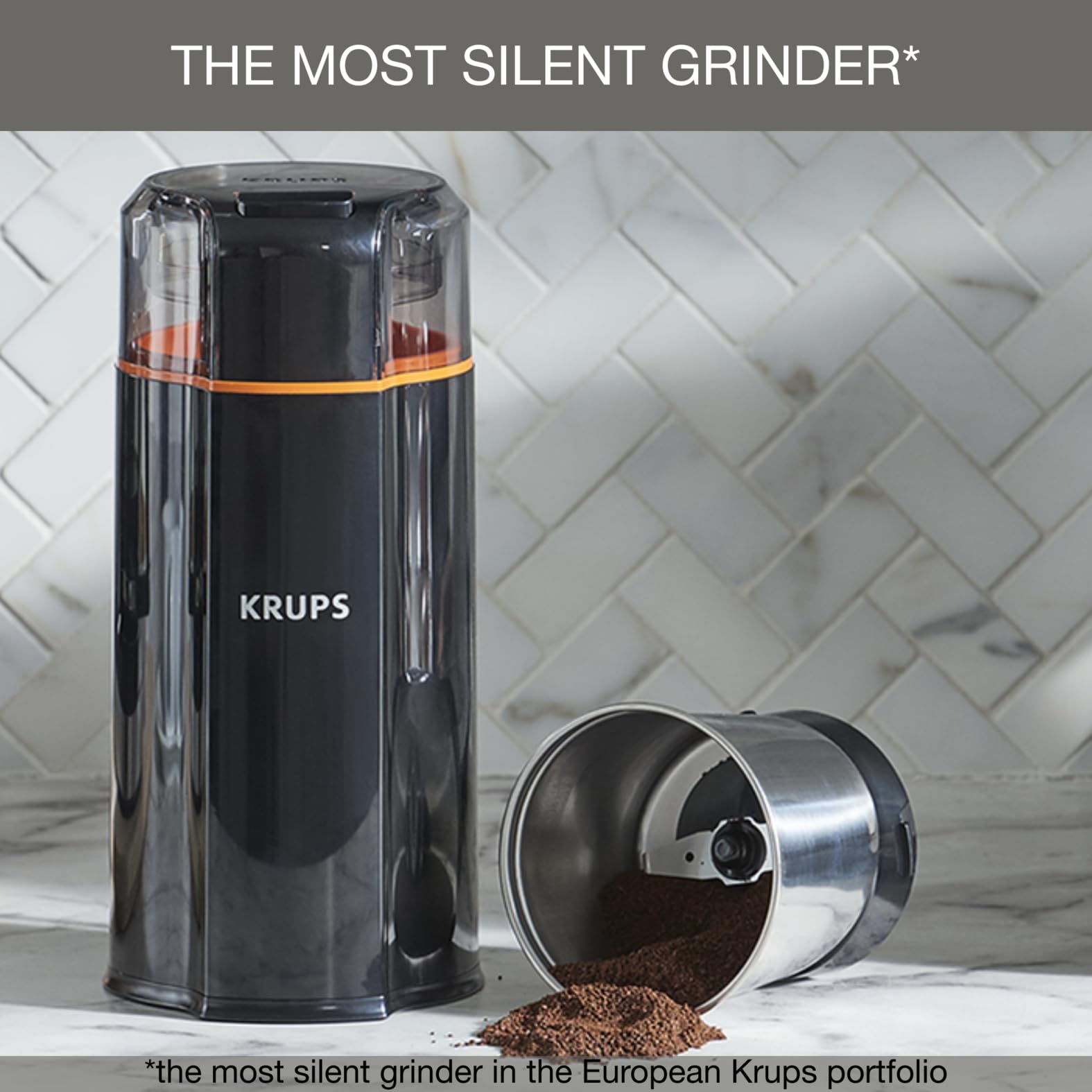 Krups Virtuoso+ Pump Espresso Machine – Compact Black Stainless-Steel Design, 15-Bar Pump for Rich Extraction, Auto Flow-Stop, 4-Button Interface & Steam Nozzle for Espresso & Cappuccino - XP444GG0