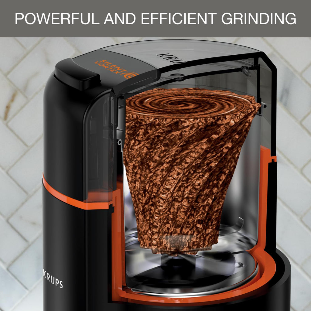 Krups Virtuoso+ Pump Espresso Machine – Compact Black Stainless-Steel Design, 15-Bar Pump for Rich Extraction, Auto Flow-Stop, 4-Button Interface & Steam Nozzle for Espresso & Cappuccino - XP444GG0