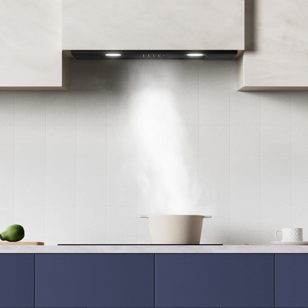 CIARRA CBCB5913A Integrated Cooker Hood 52cm Black Built in Extractor Hood LED Light 3 Speeds Undercabinet Extractor Fan