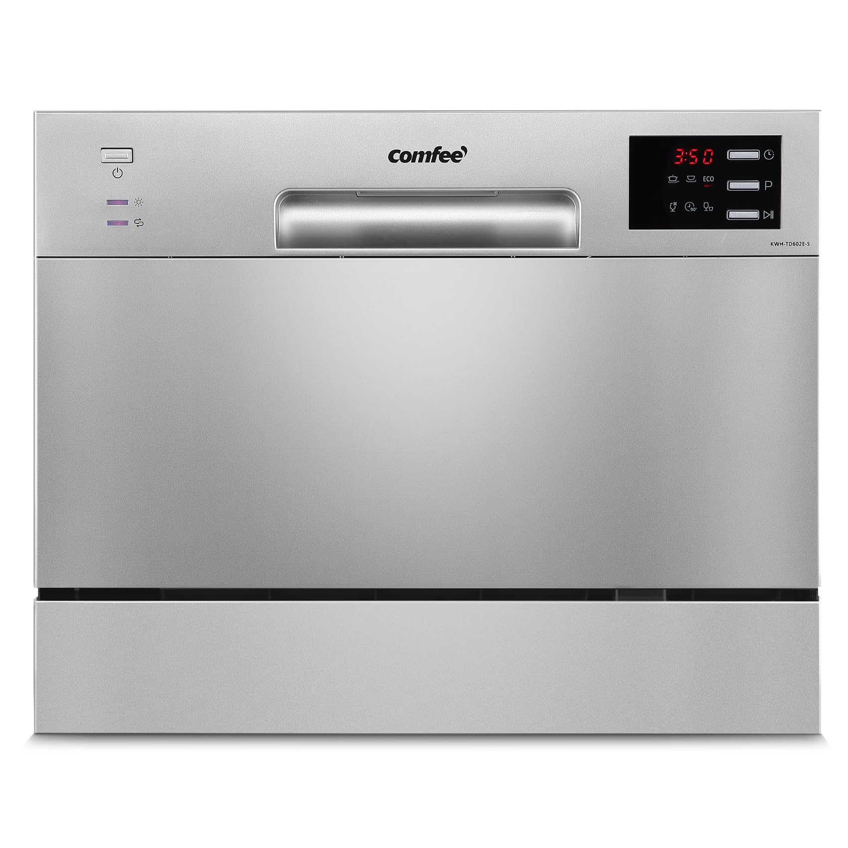COMFEE' 2026 New Upgraded Table Top Dishwasher with 6 Place Settings, Mini Countertop Dishwasher for Small Families, Couples, Auto Open Dry, LED display, Delay Start, 47dB Quiet Noise, White