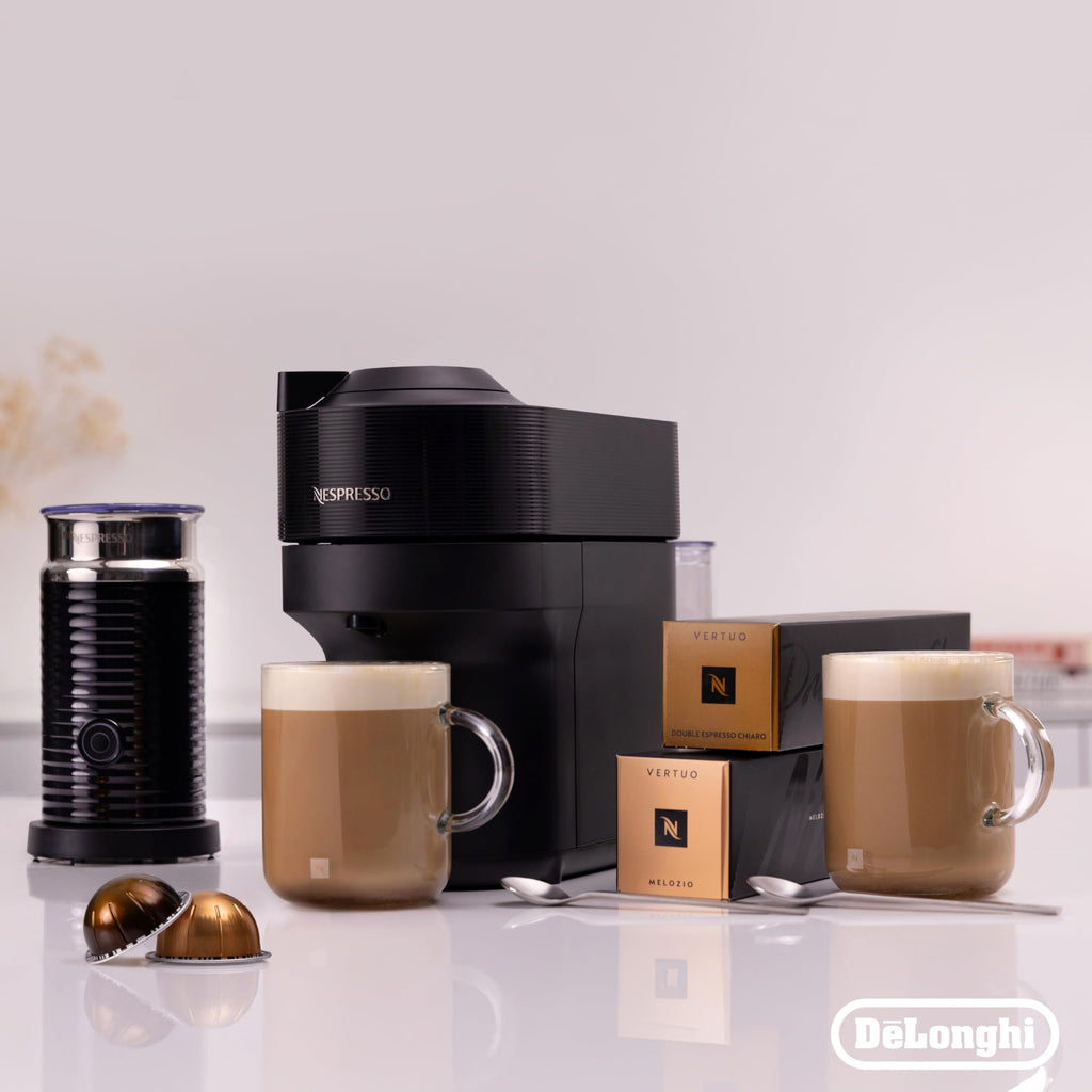 Nespresso Vertuo Pop Coffee Machine by De'Longhi, Over 40 Varieties of Pods, 6 Coffee Cup Sizes, Espresso, Cappuccino, Starter Capsule Set Included, ENV90.P, Pink