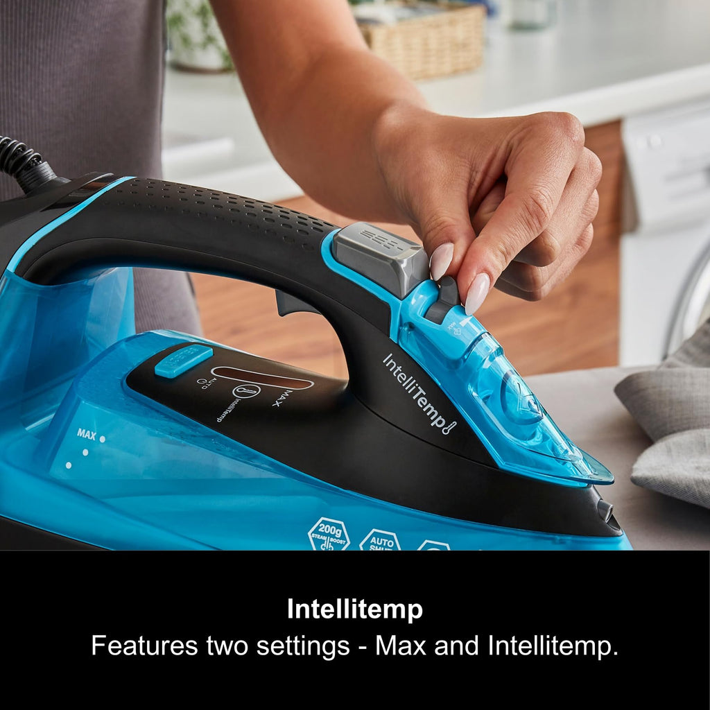 Morphy Richards Crystal Clear Steam Iron, Ceramic Non-stick Soleplate, 120g Steam Boost, 35g Steam Output, 350ml Water tank, Self-Clean, Auto Switch off, 2.5m Cord, 2400W, Gold & Black, 300302