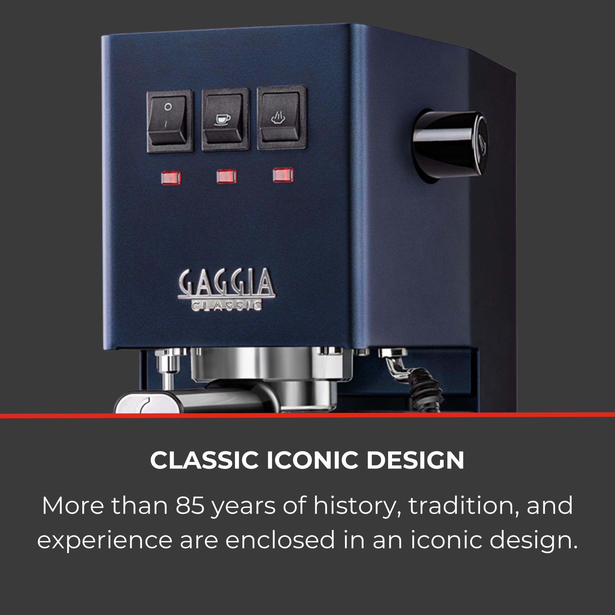 Gaggia Classic E24 Evo Pro Manual Espresso Coffee Machine Maker with Brass Boiler & Solenoid Valve - Cherry Red