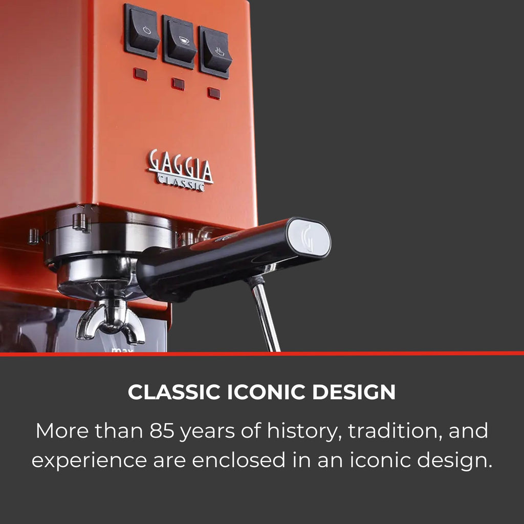 Gaggia Classic E24 Evo Pro Manual Espresso Coffee Machine Maker with Brass Boiler & Solenoid Valve - Cherry Red