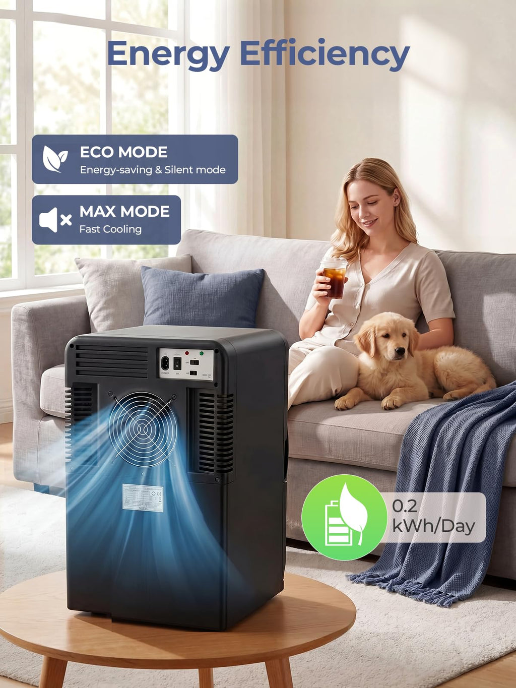 Mini Fridge for Bedrooms, 15 Liter /21 Cans Portable Small Fridge, AC+DC Power Car, Office, Thermoelectric Cooler & Warmer Skincare for Food, Drinks, Cosmetics, Max & ECO Mode, Black