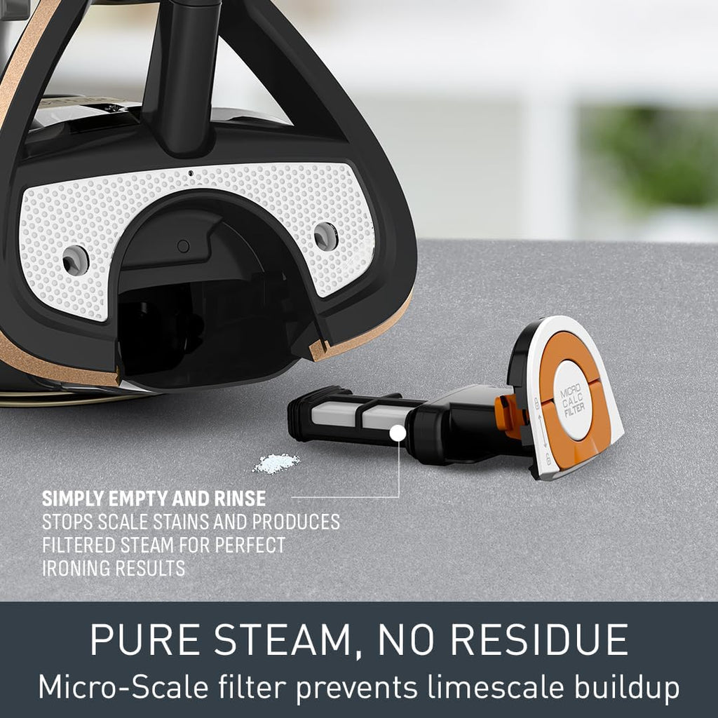 Tefal Ultimate Pure Steam Iron 3100W, 280 g/min Steam Boost, 60 g/min Continuous Steam, 350ml Water Tank and Long Power Cord, Durilium Non Stick Soleplate, Anti Scale Anti Drip, FV9843G0
