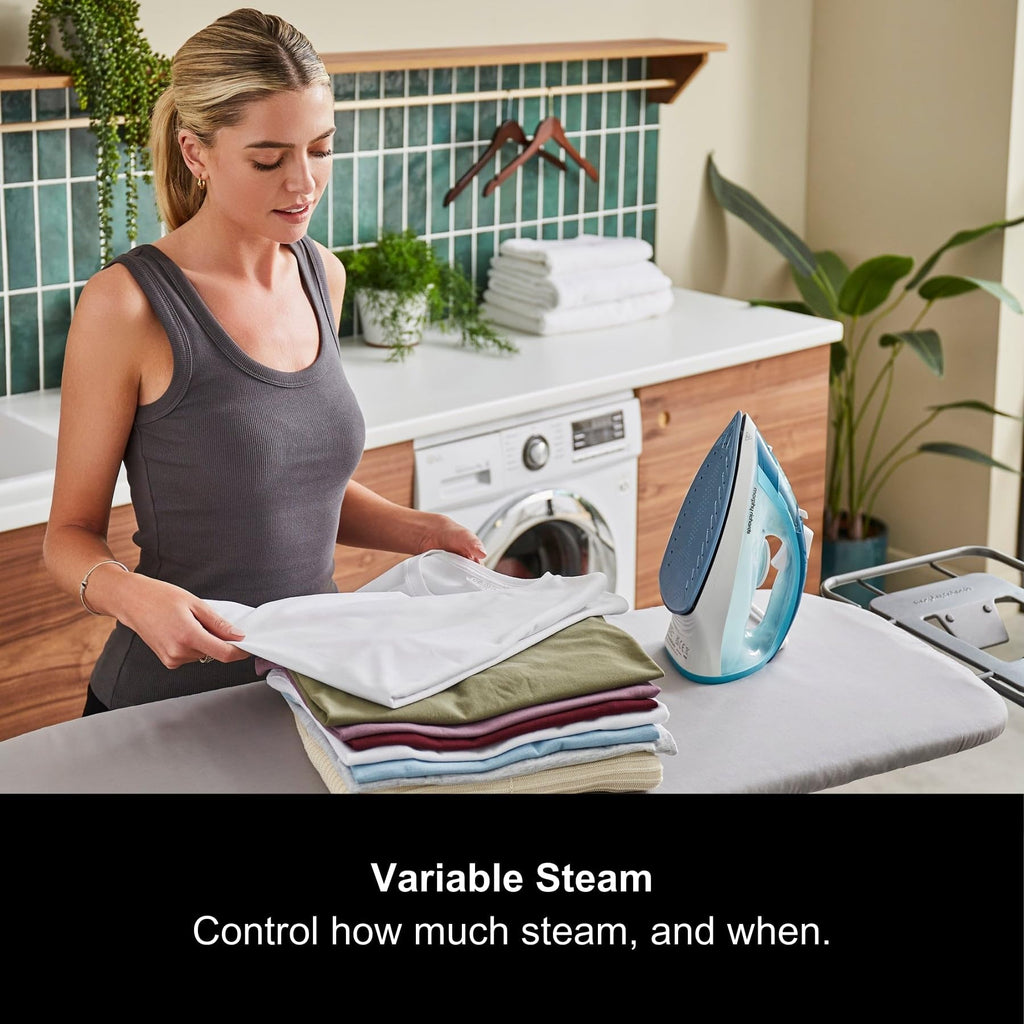 Morphy Richards Crystal Clear Steam Iron, Ceramic Non-stick Soleplate, 120g Steam Boost, 35g Steam Output, 350ml Water tank, Self-Clean, Auto Switch off, 2.5m Cord, 2400W, Gold & Black, 300302
